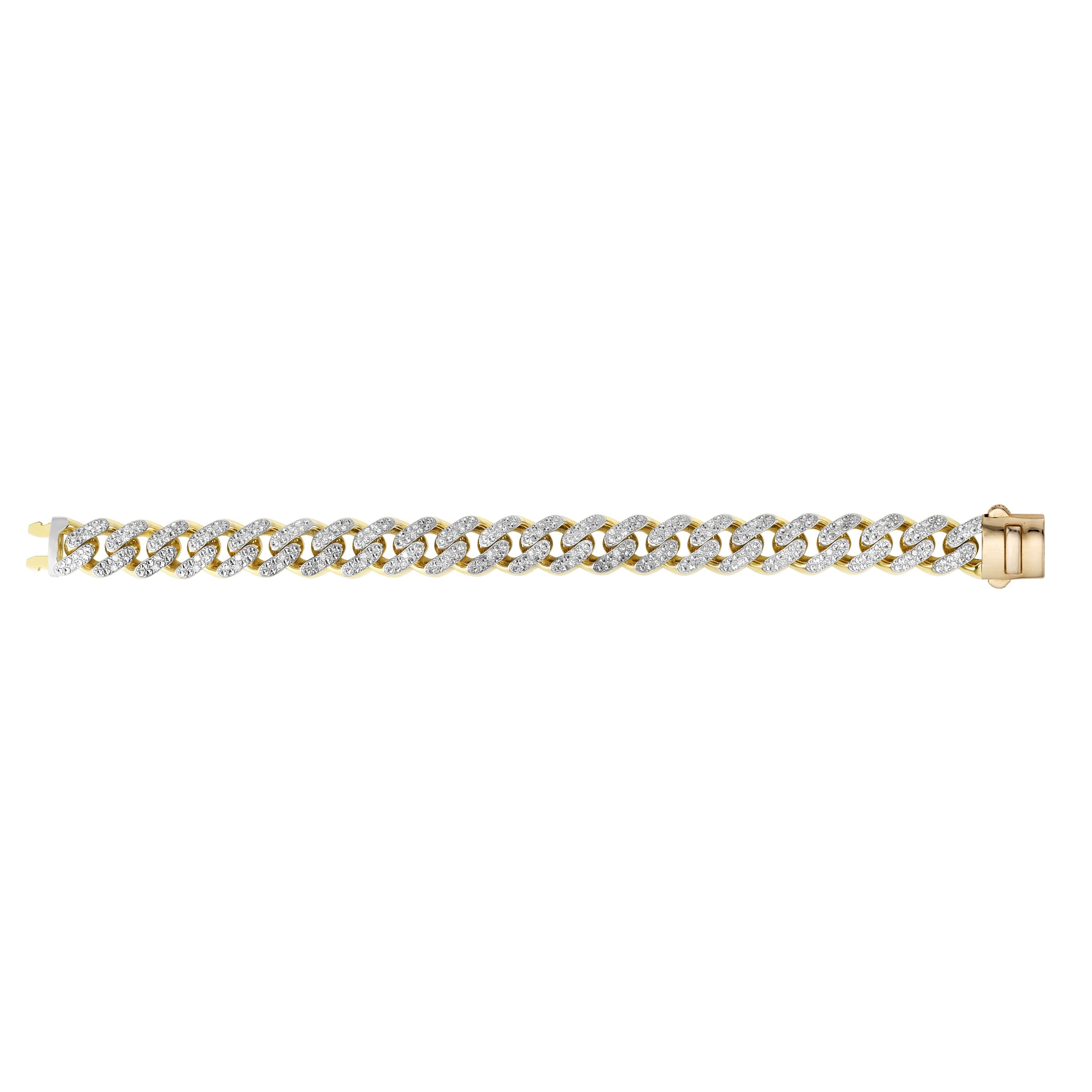 14K Yellow Gold 13.5mm Lite Miami Cuban 8.5" Bracelet with Diamonds 