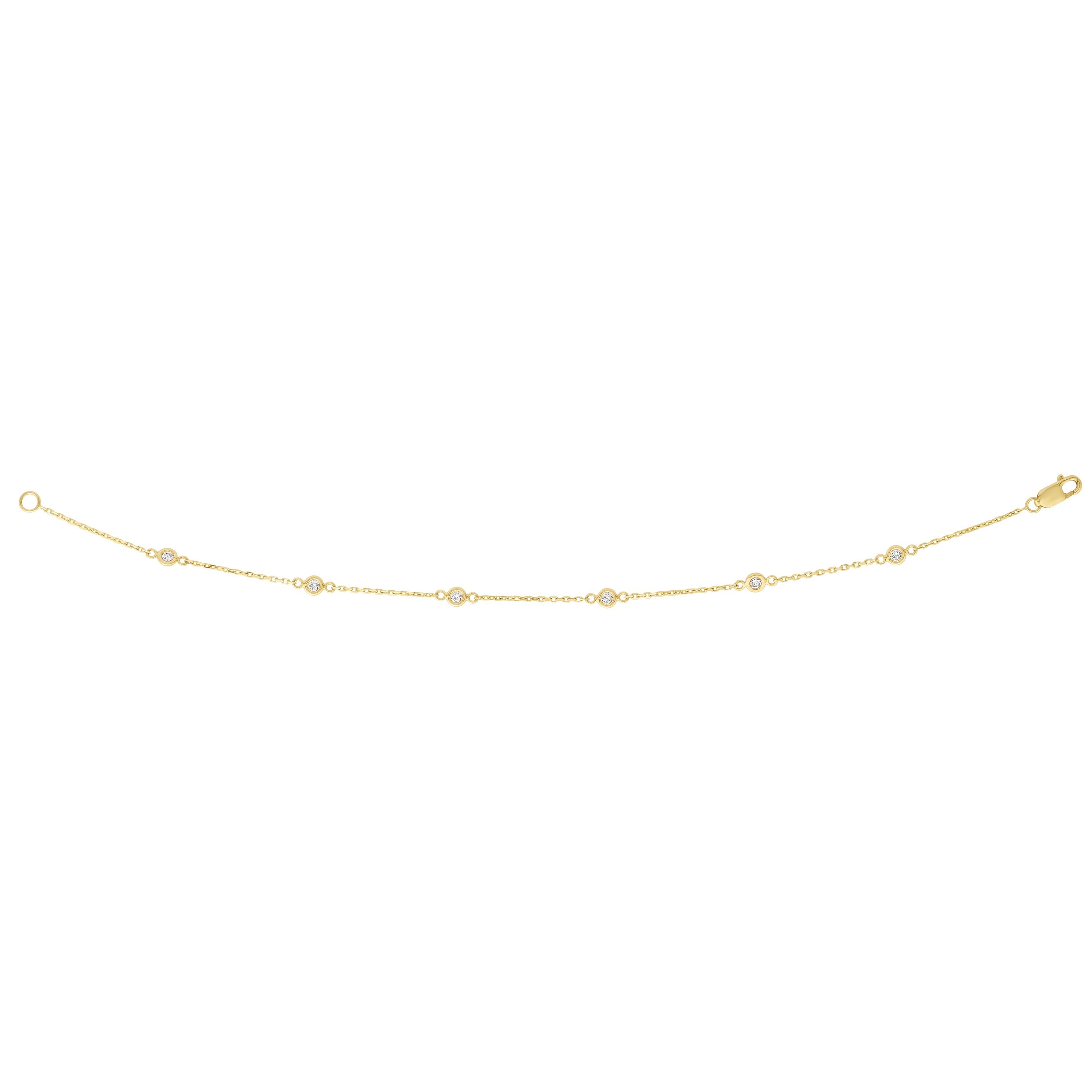 14K Yellow Gold 7" .25ct Diamonds by the Yard Bracelet