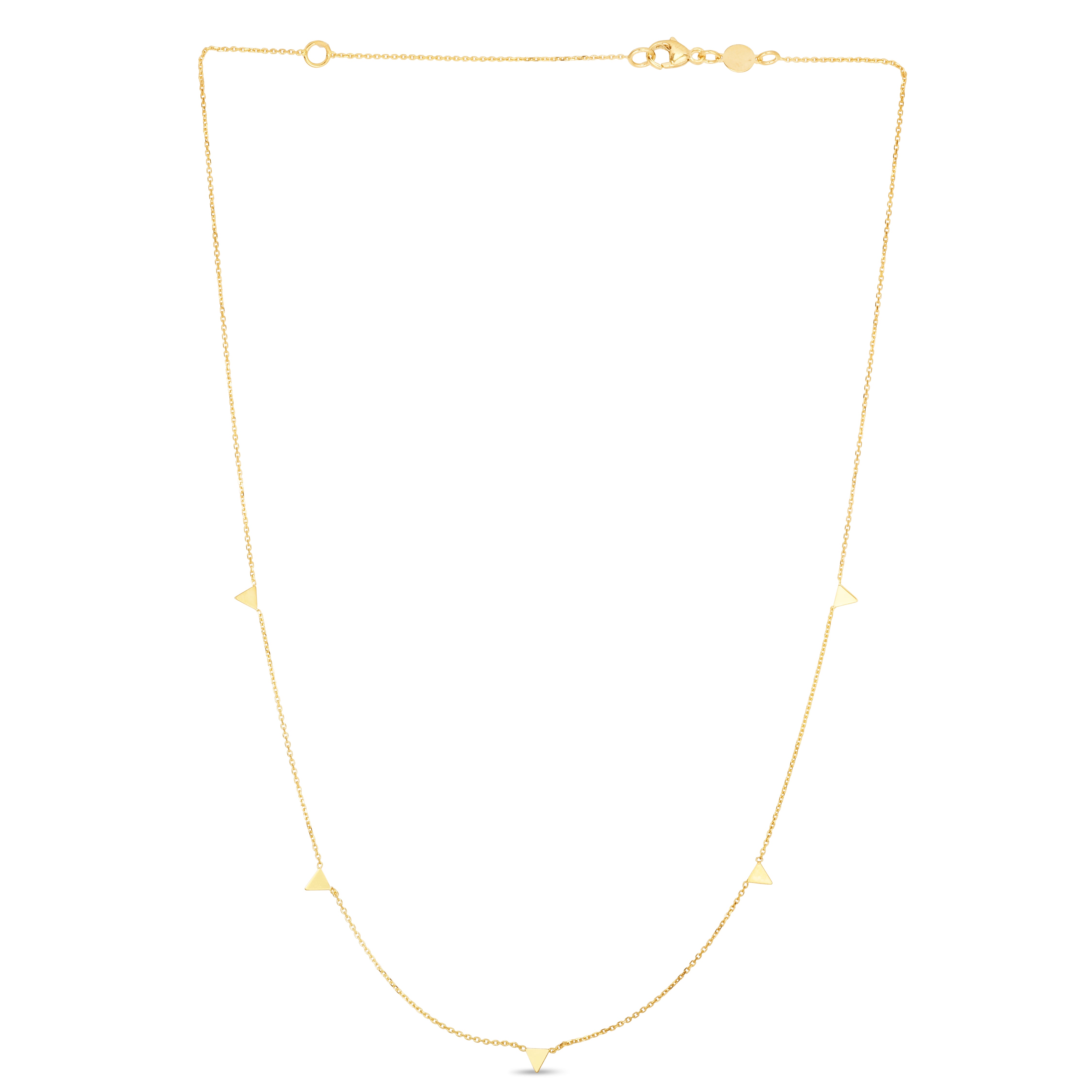 14K Yellow Gold 18" Dangle Spike Necklace