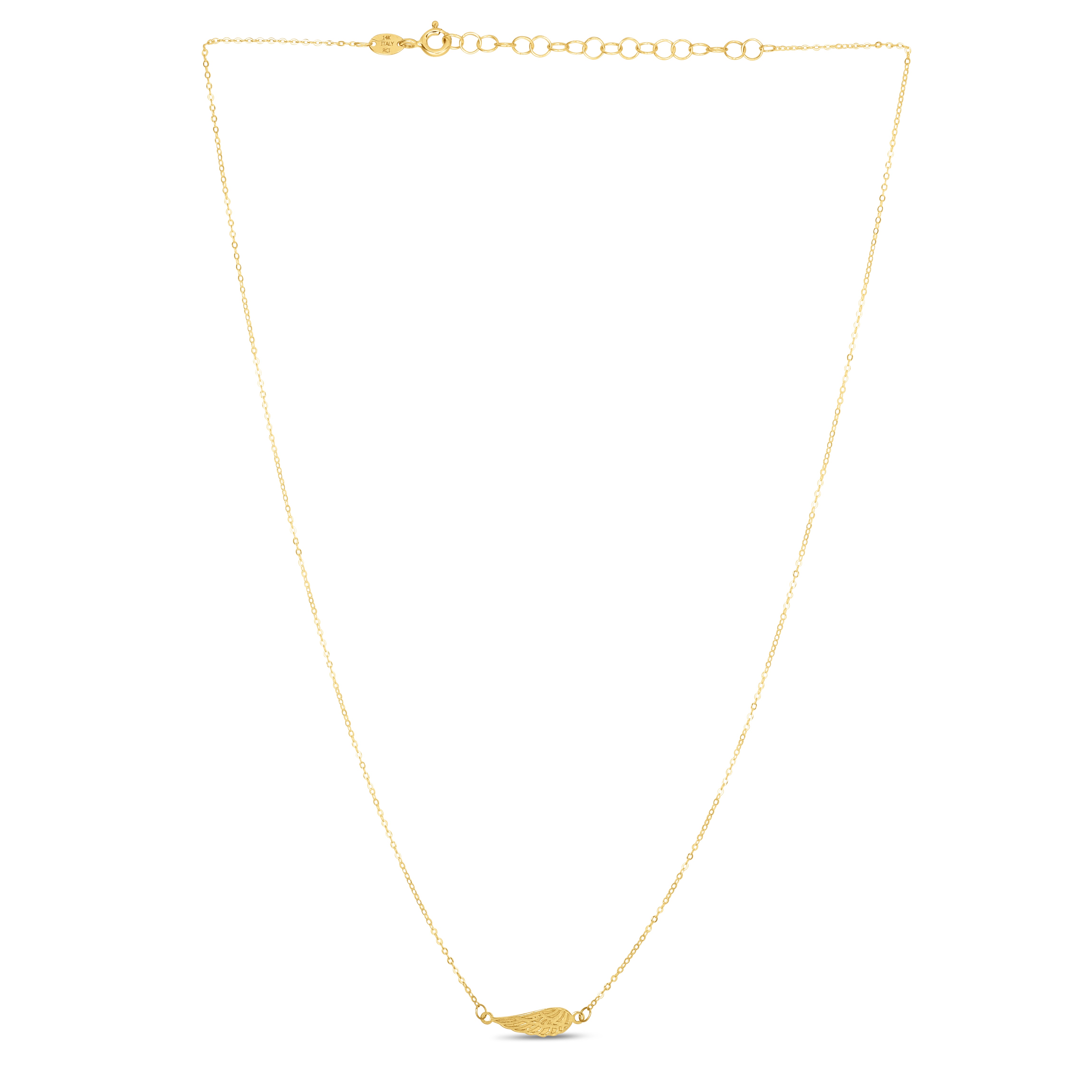 14K Yellow Gold 18" Angel Wing Necklace