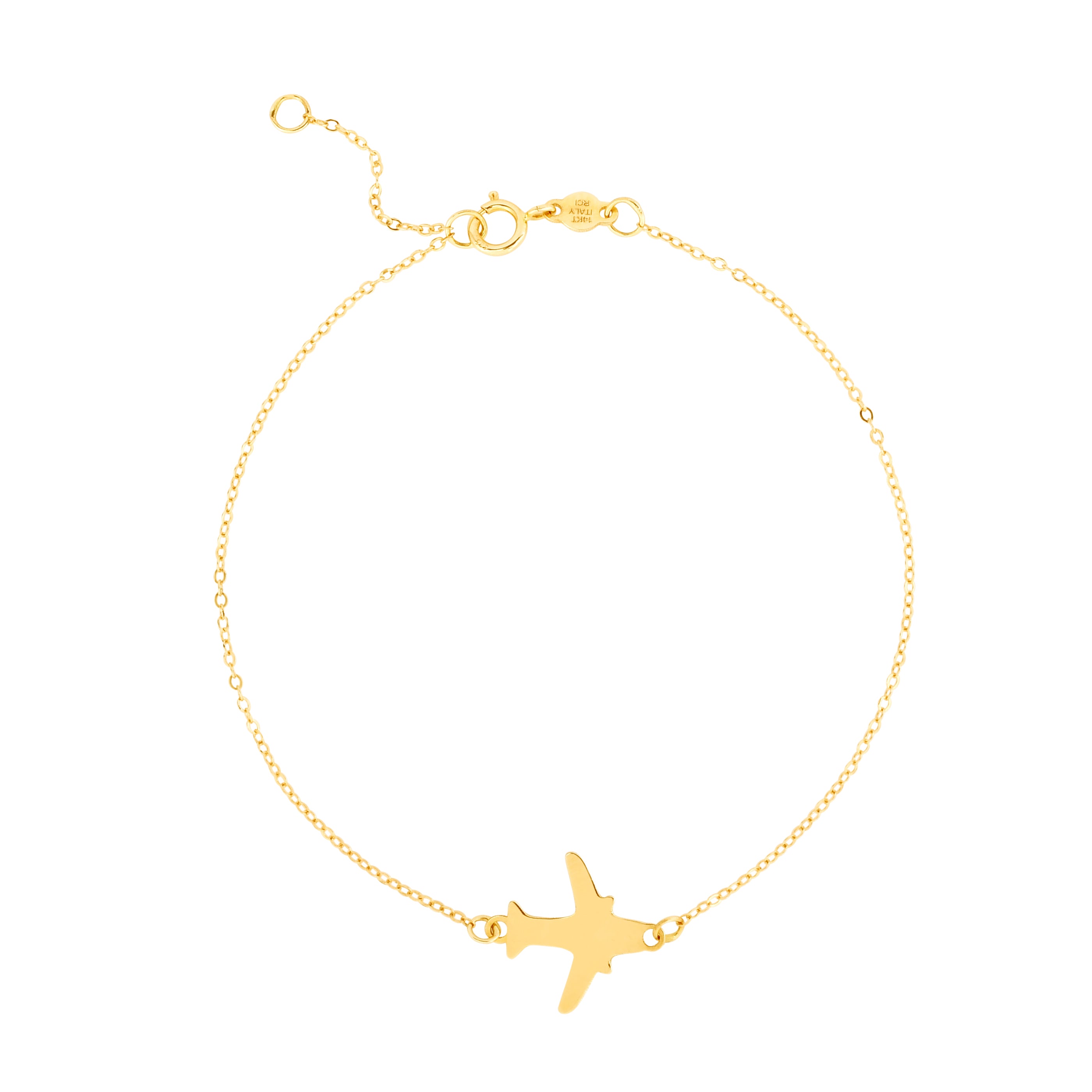 14K Yellow Gold 7" Polished Airplane Bracelet