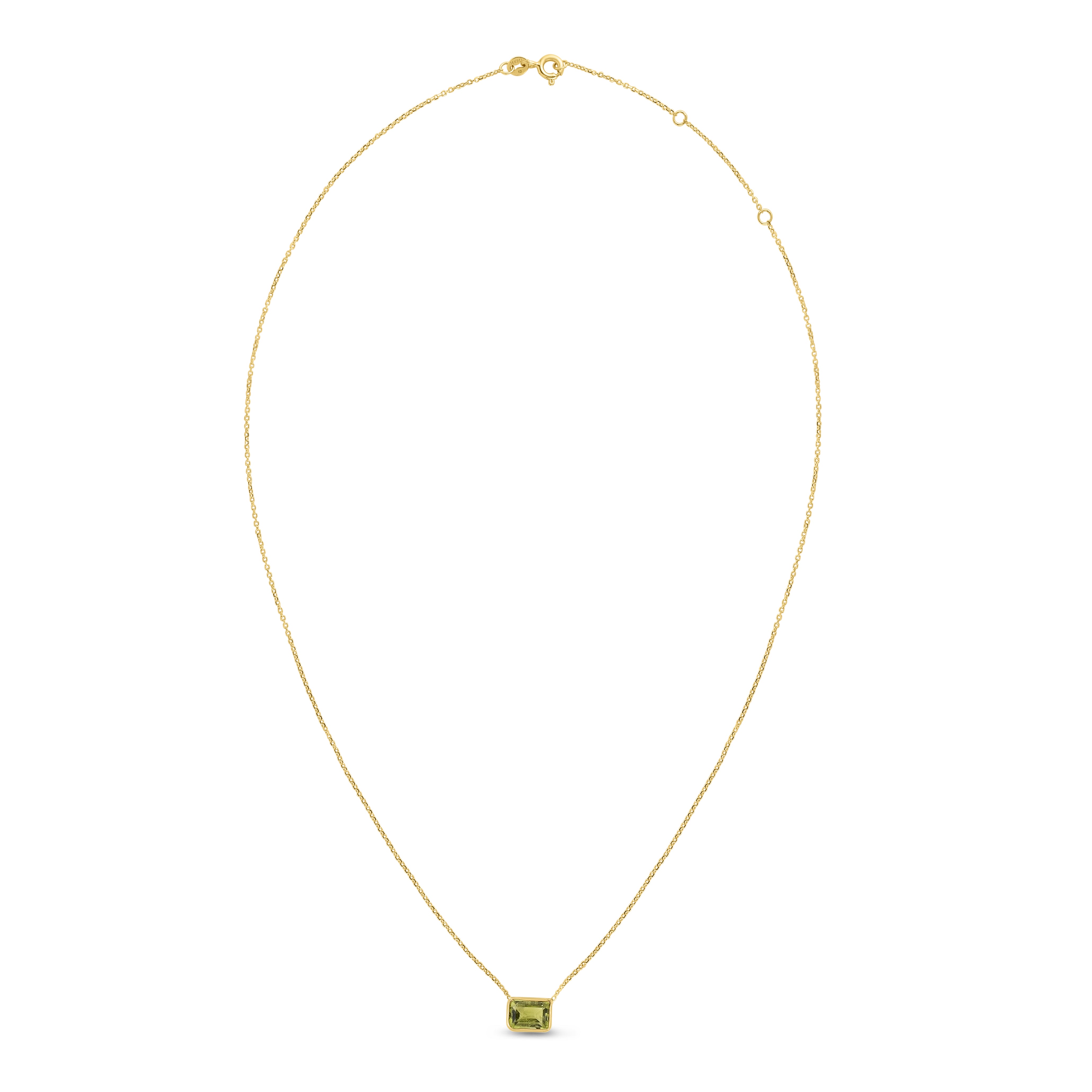 14K Yellow Gold 18" Emerald Cut Peridot Necklace