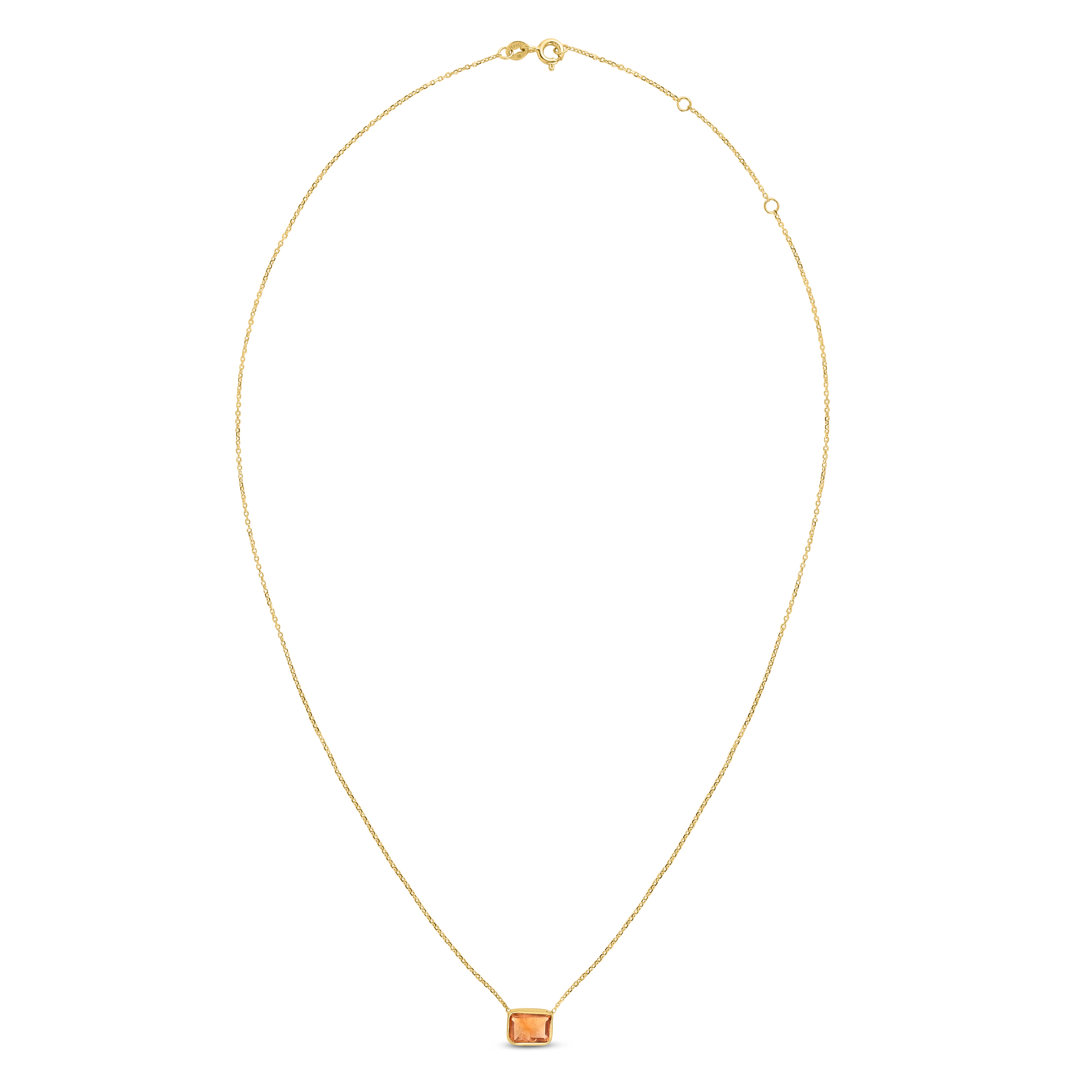 14K Yellow Gold 18" Emerald Cut Citrine Necklace