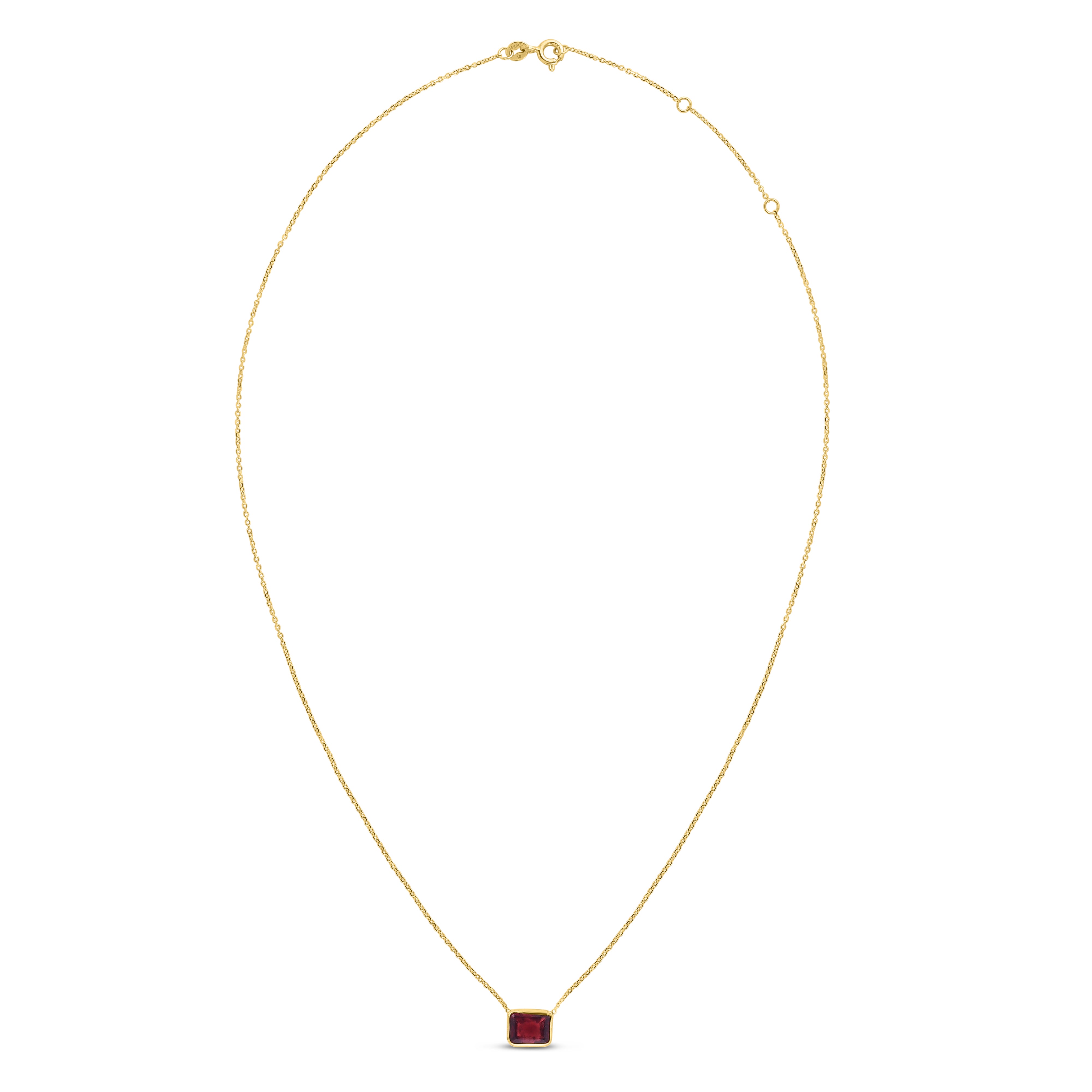 14K Yellow Gold 18" Emerald Cut Garnet Necklace