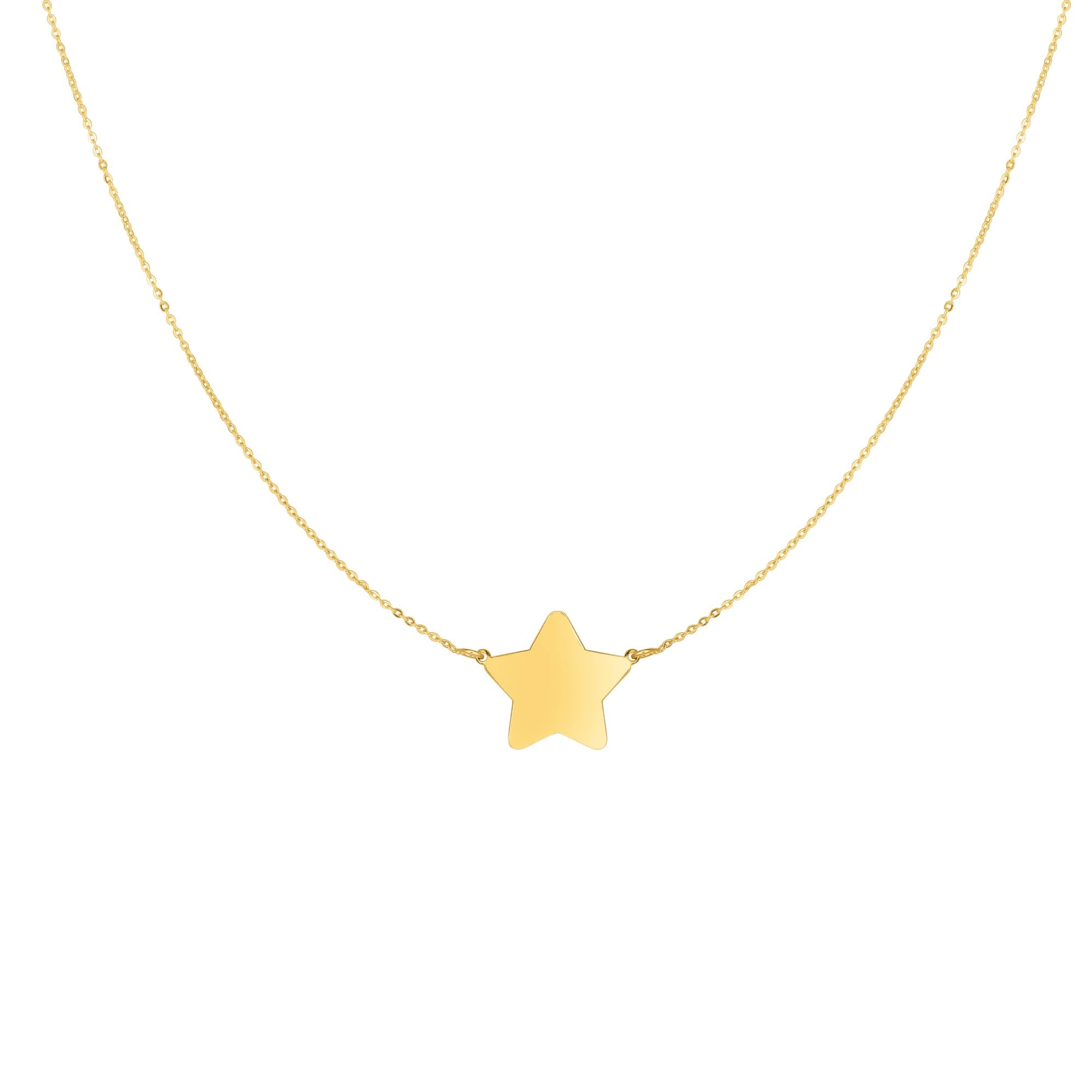 14K Yellow Gold 18" Polished Star Necklace