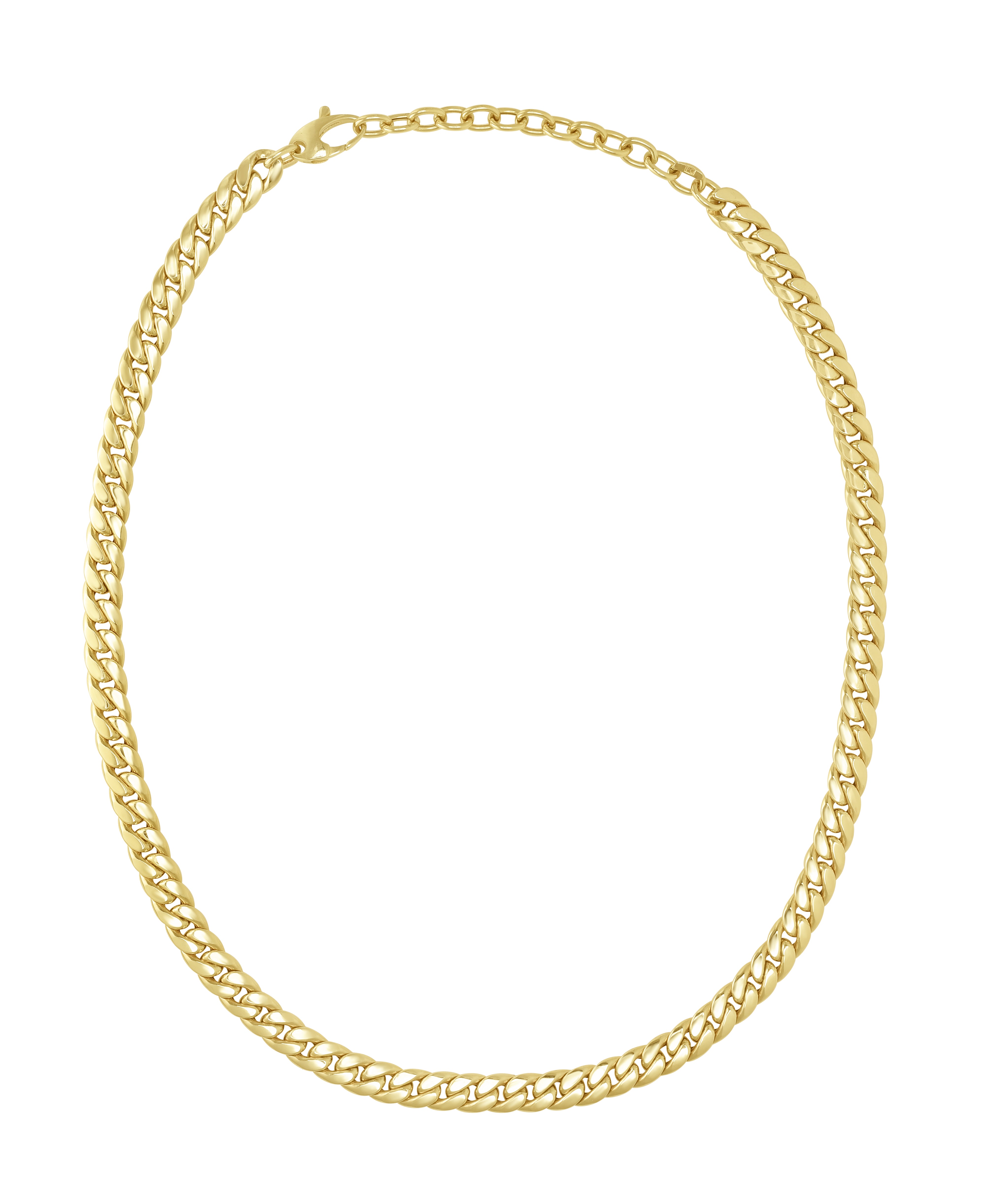 14K Yellow Gold Classic Cuban Link 16" Chain with Lobster Clasp.