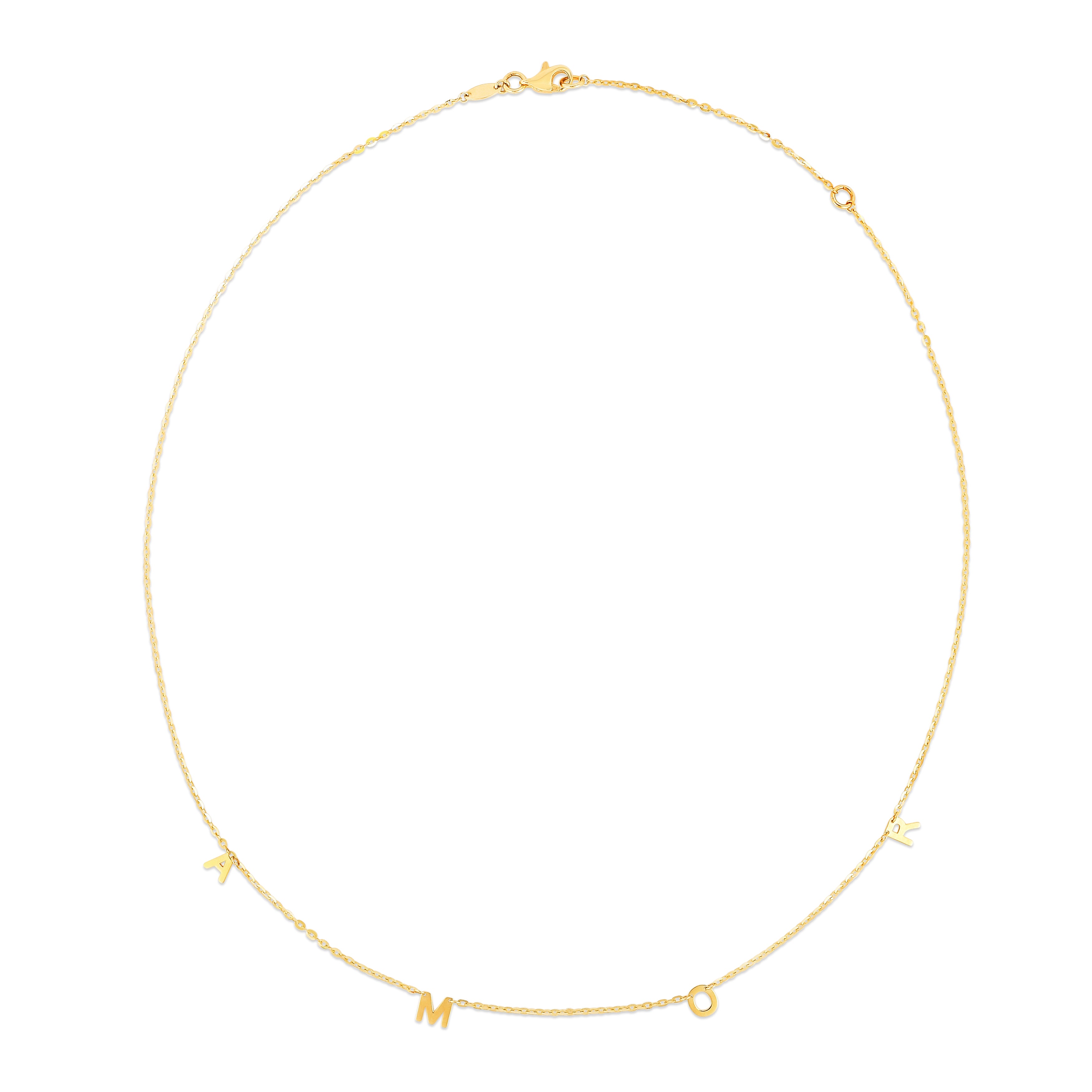 14K Yellow Gold AMOR 18" Necklace with Lobster Clasp.