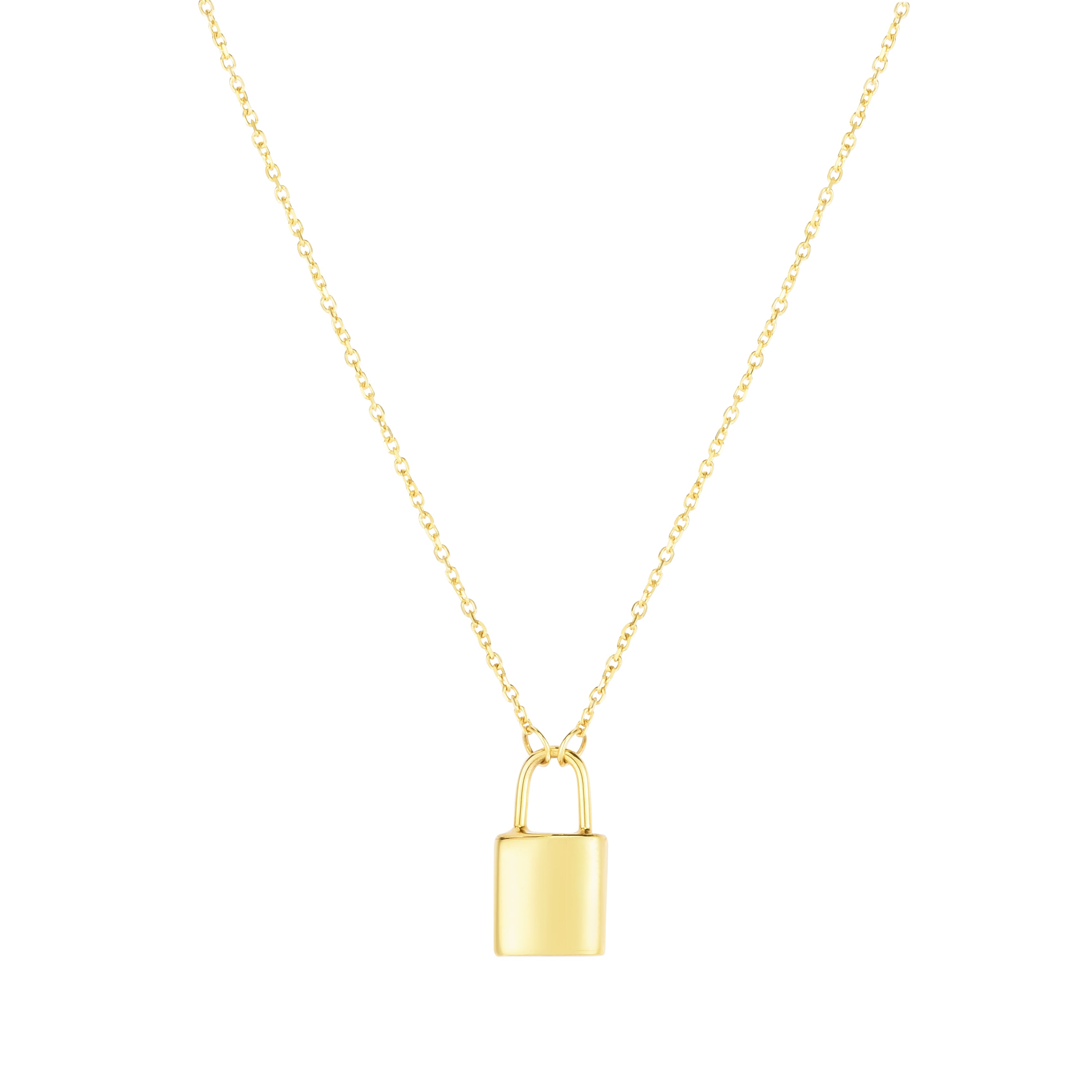 14K Yellow Gold 18" Lock Necklace