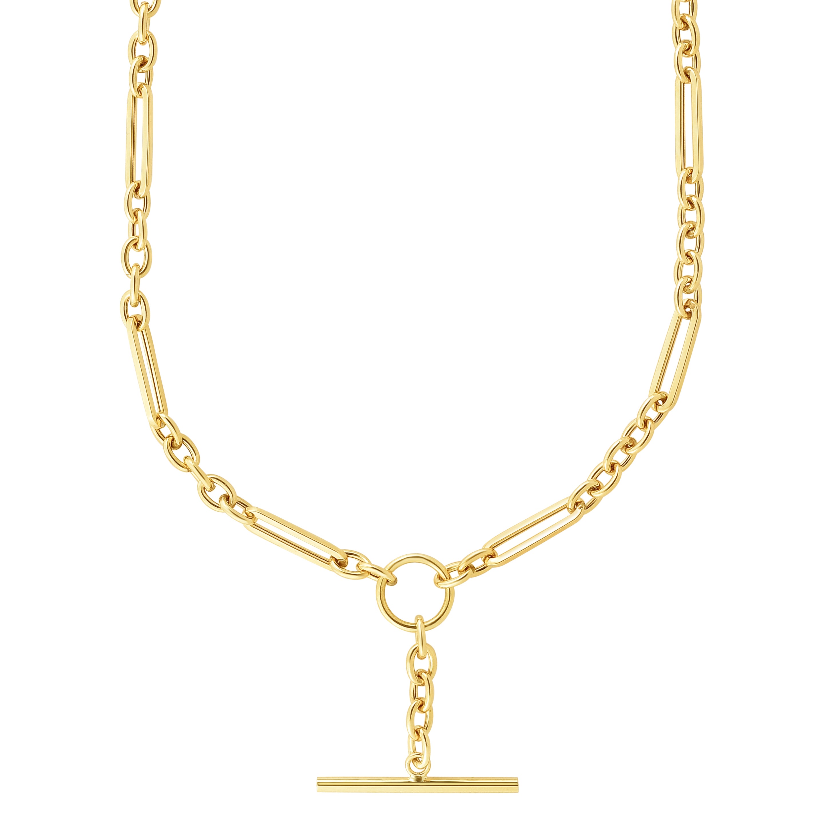 14K Yellow Gold 7.5" Toggle Chain Link Necklace with Lobster Clasp