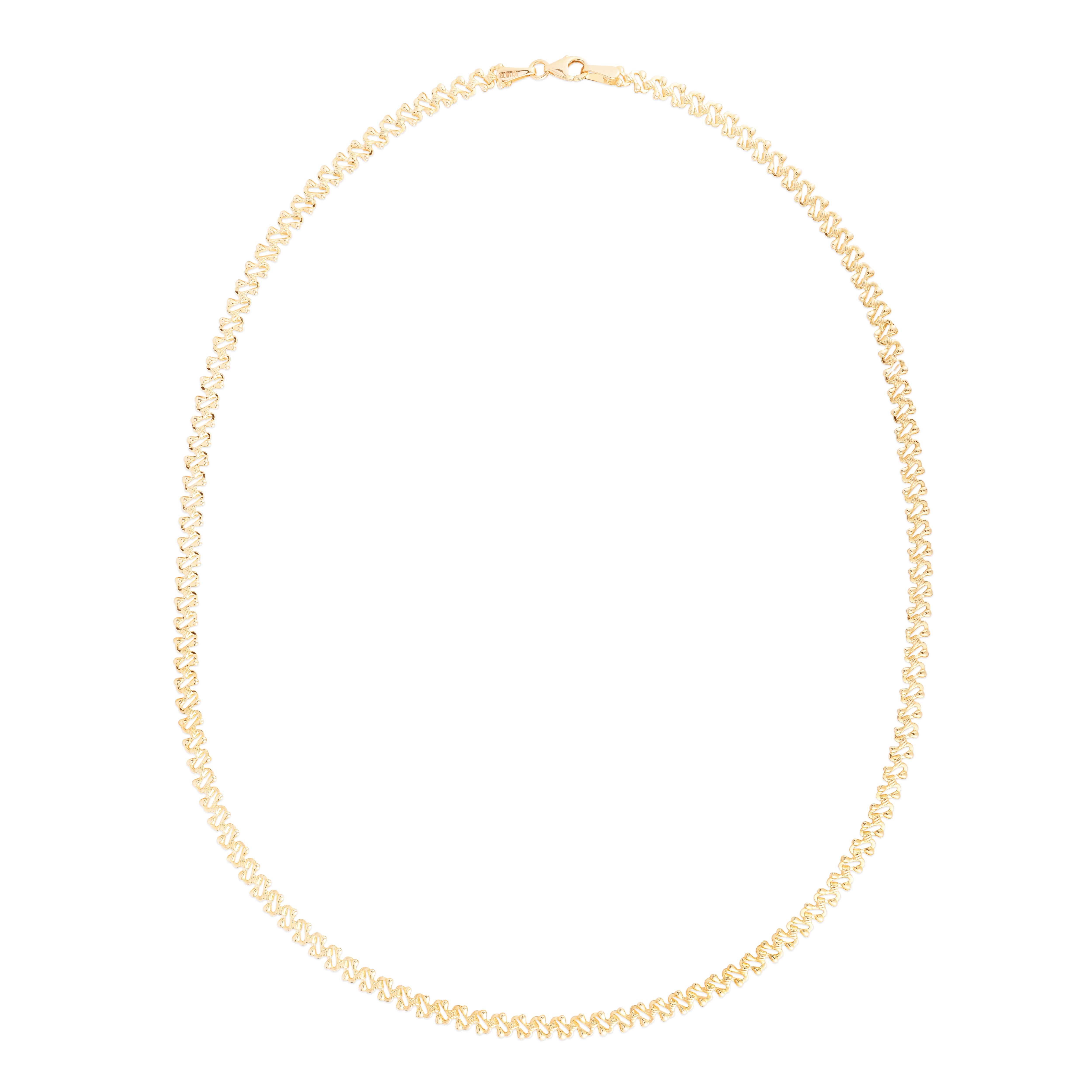 14K Yellow Gold Textured 17" Fancy Chain Necklace