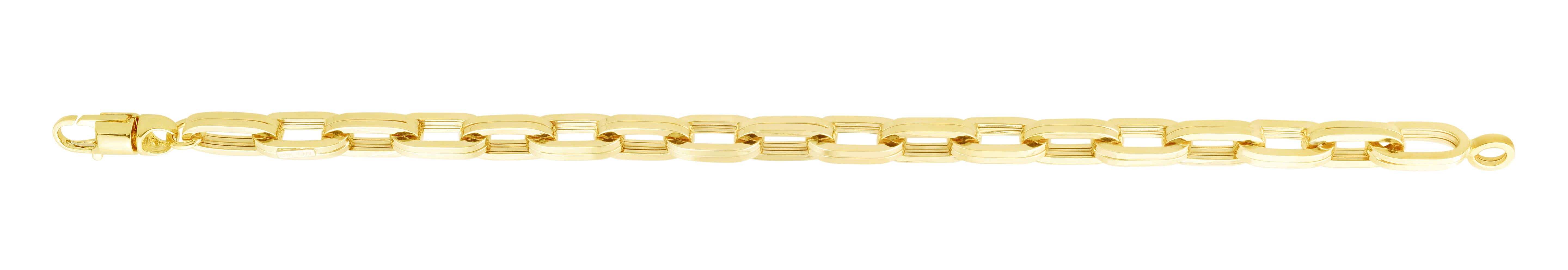 14K Yellow Gold 7.3mm Men's 8.5" Paperclip Bracelet with Lobster Clasp.