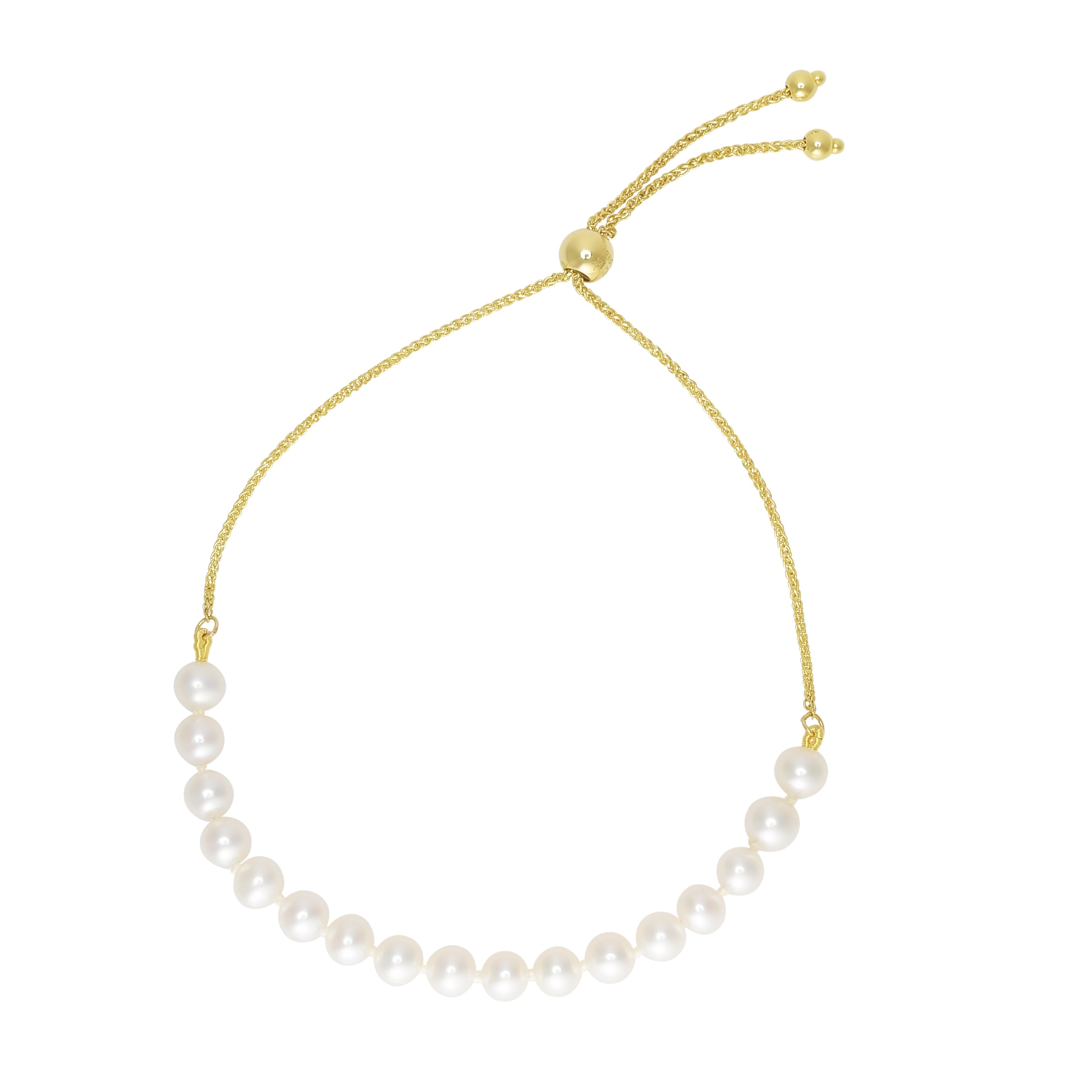 14K Yellow Gold 5mm Pearl Friendship 9.25" Bracelet