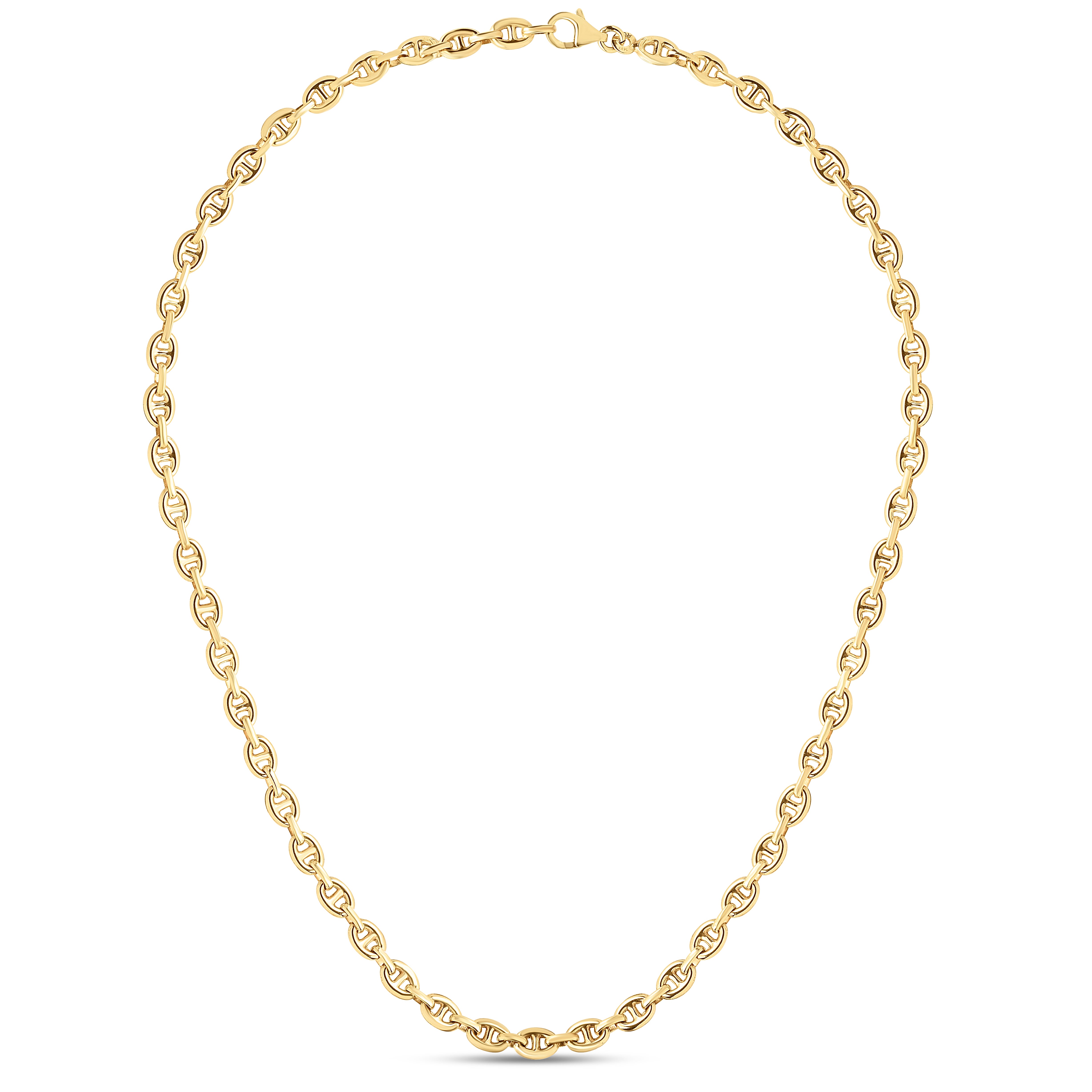 14K Yellow Gold Polished 5.4mm Mariner 18" Necklace with Lobster Clasp