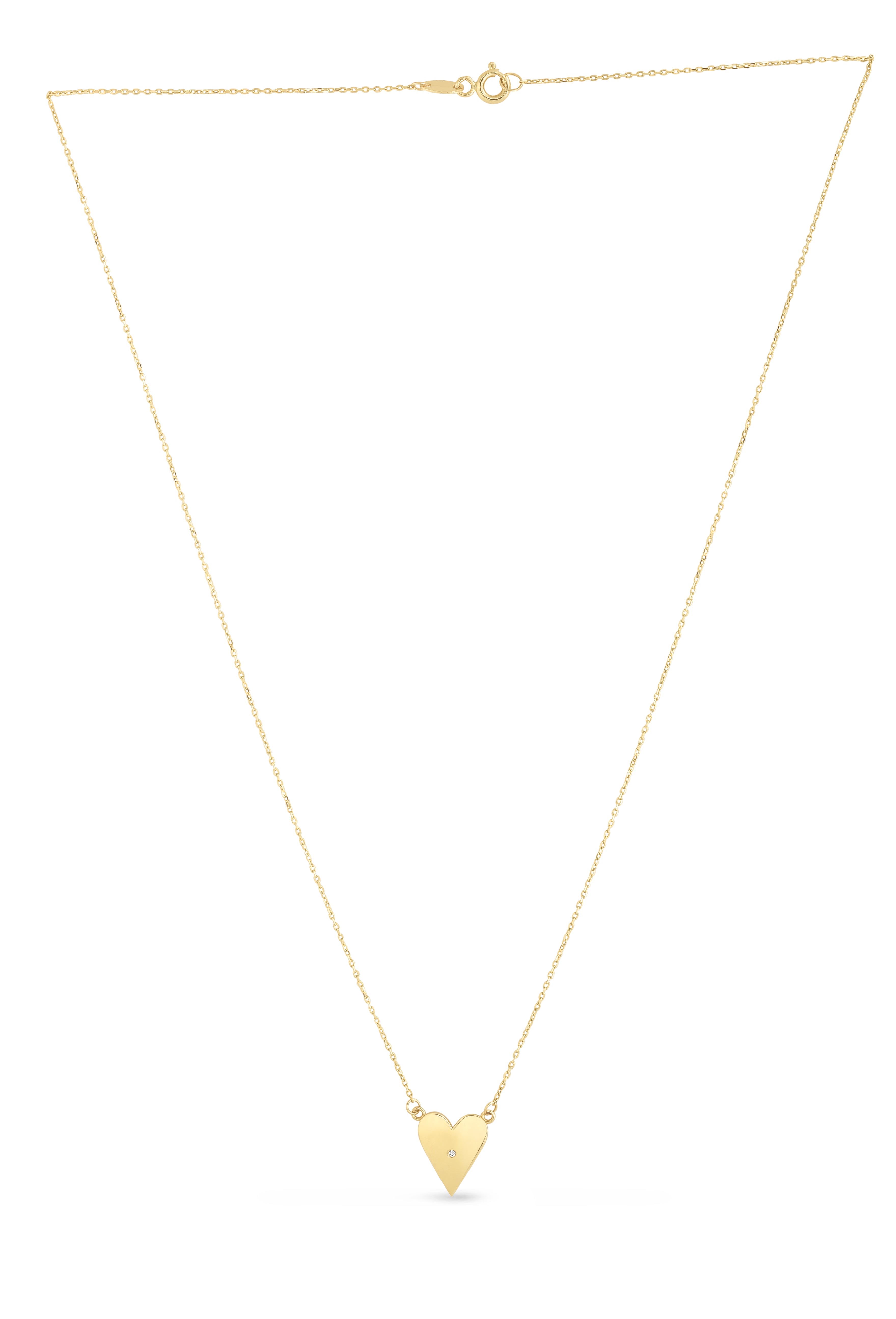 14K Yellow Gold 18" Polished Elongated Heart Necklace