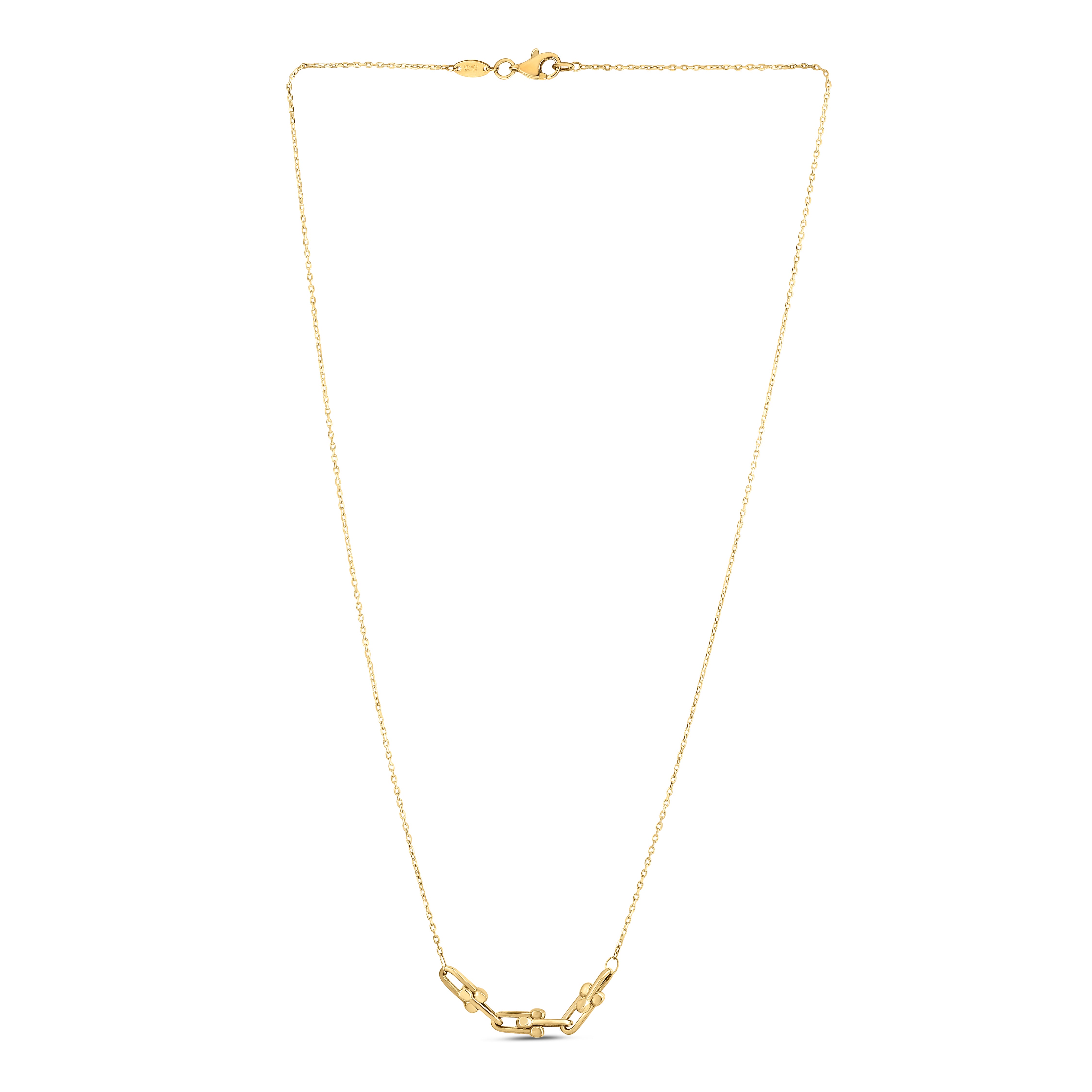 14K Yellow Gold Mini Jax Link 18" Necklace with Lobster Clasp.