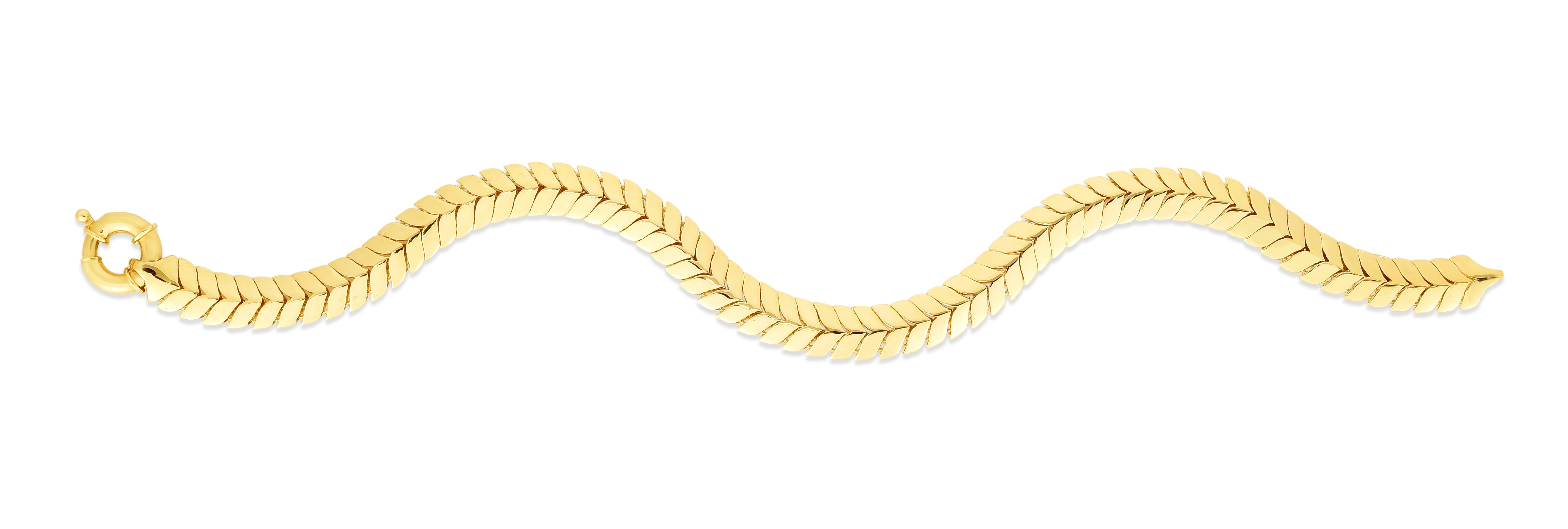 14K Yellow Gold 6mm Chevron Link 7.5" Bracelet with Large Spring Clasp