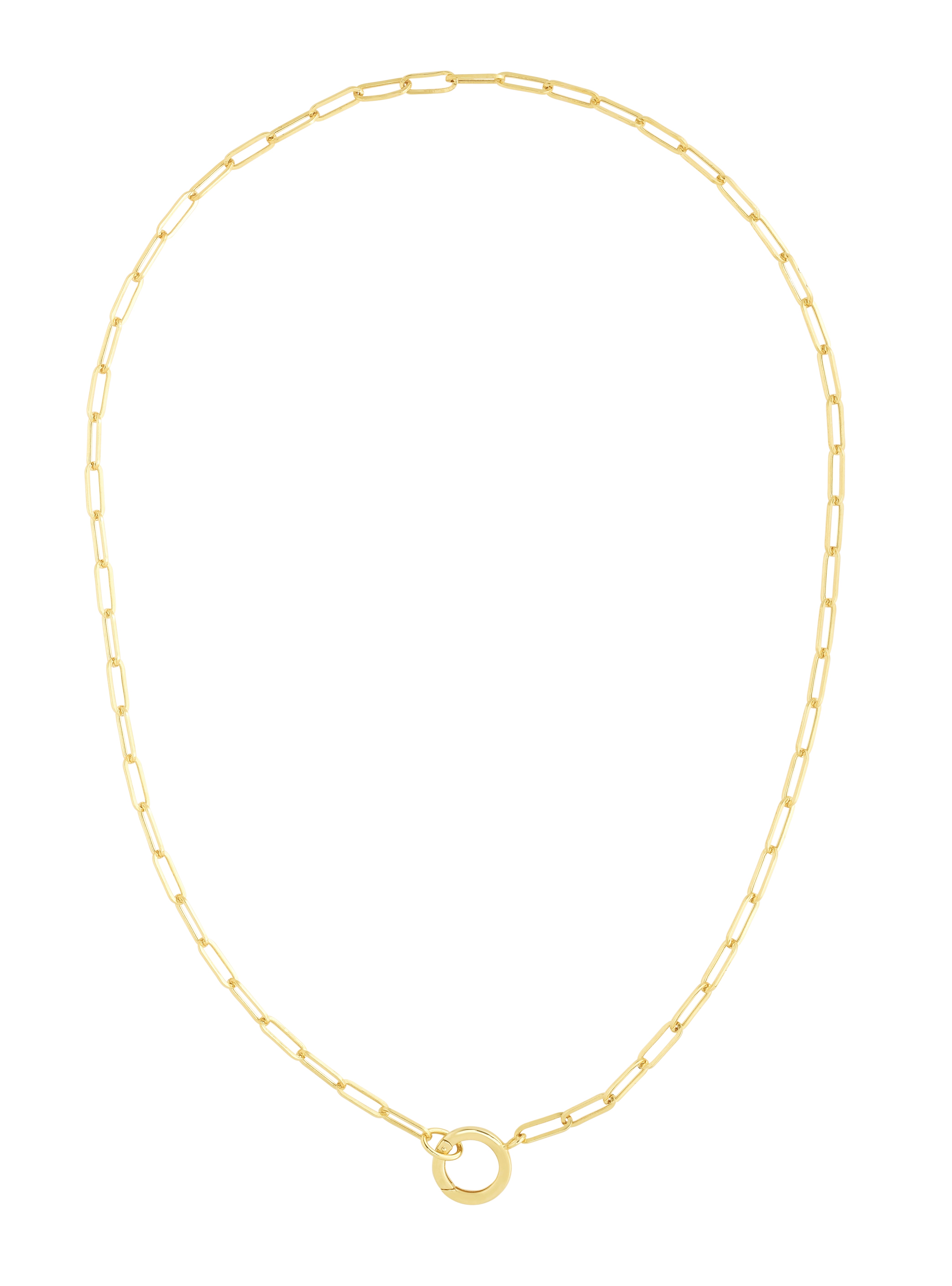 14K Yellow Gold 18" 3.2mm Paperclip Necklace with Front-facing Invisible Clasp Element.