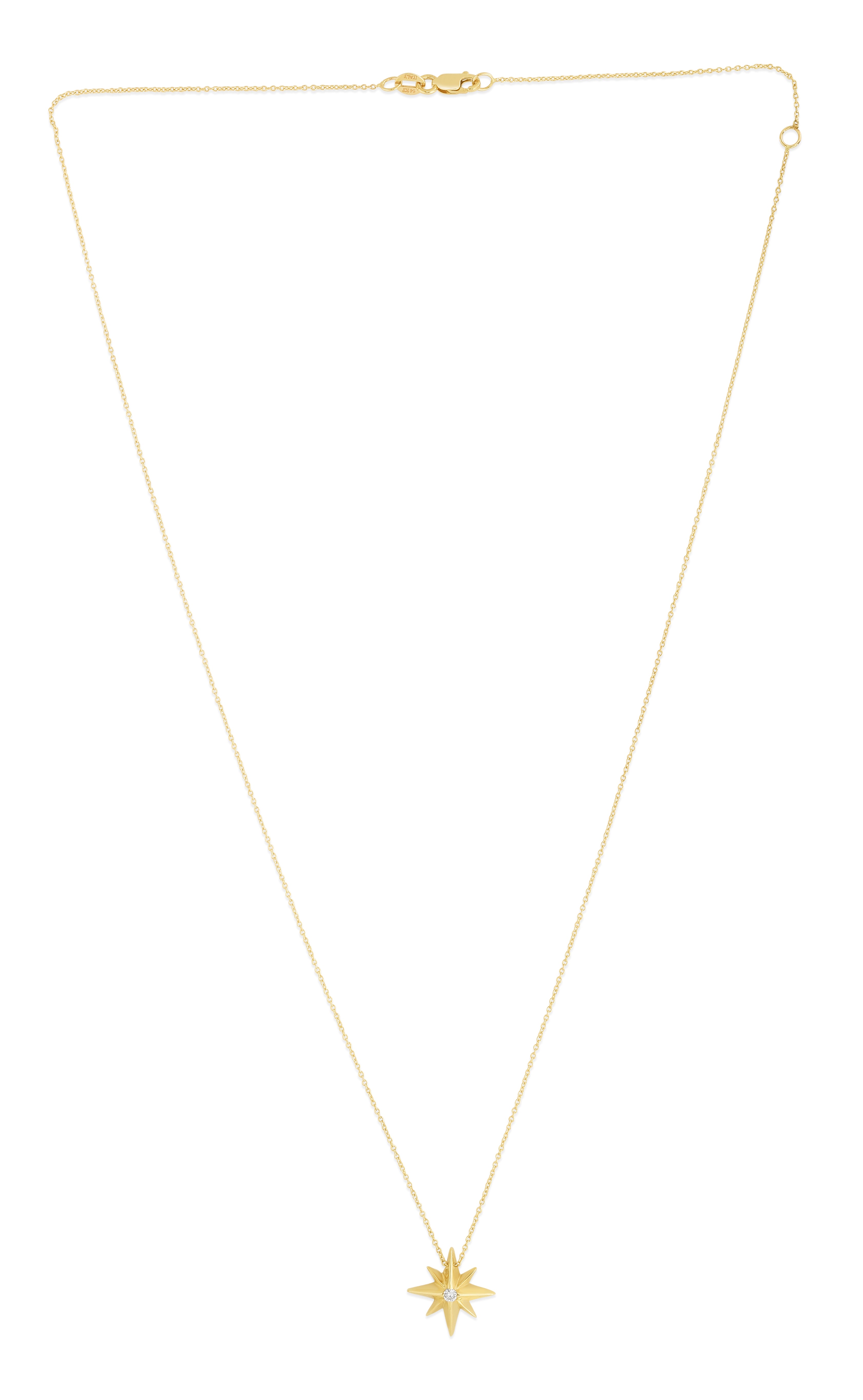 14K Yellow Gold Diamond North Star Necklace with Lobster Clasp.  Total length 18" with Jump Ring at 16". 