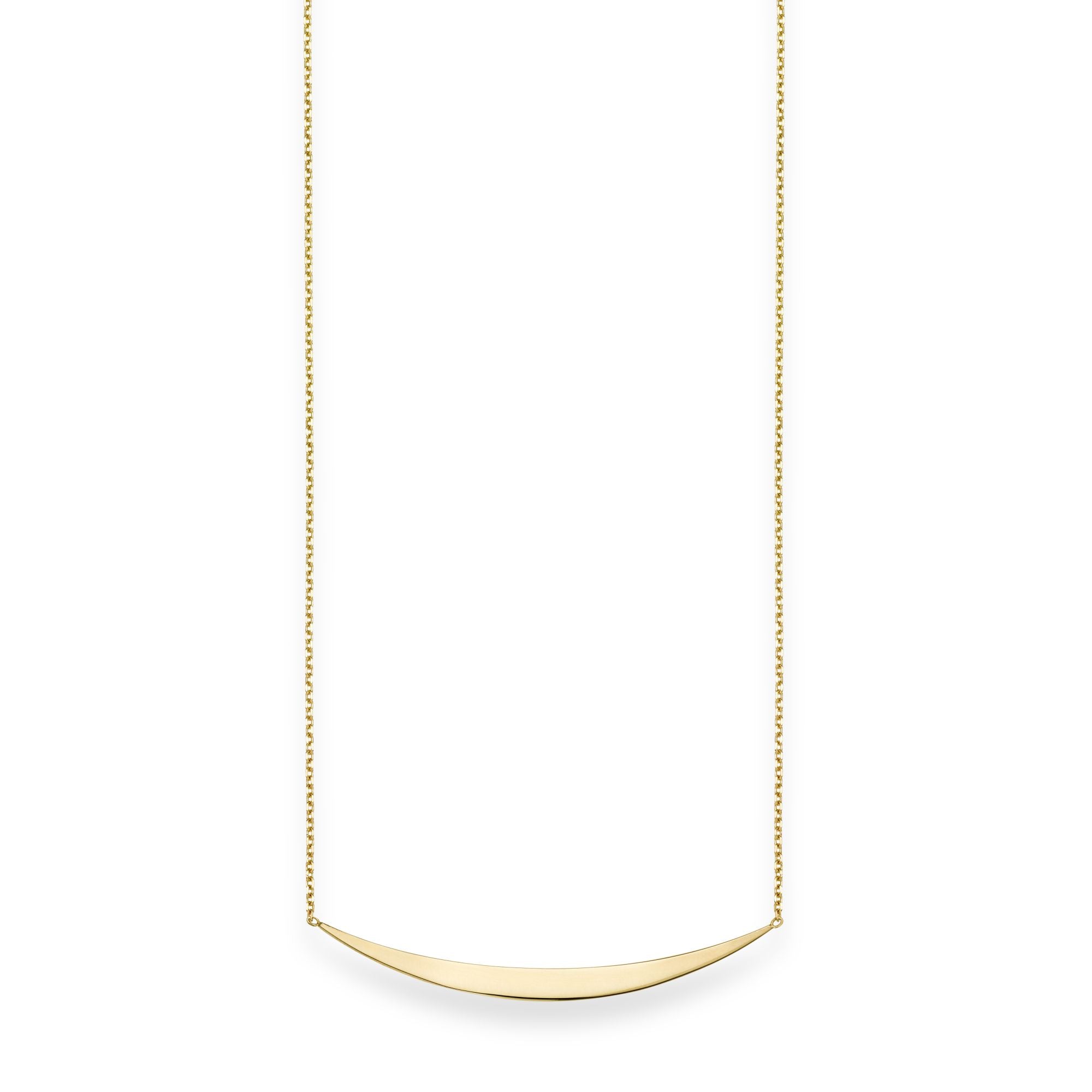 14K Yellow Gold 18" Polished Crescent Bar Necklace