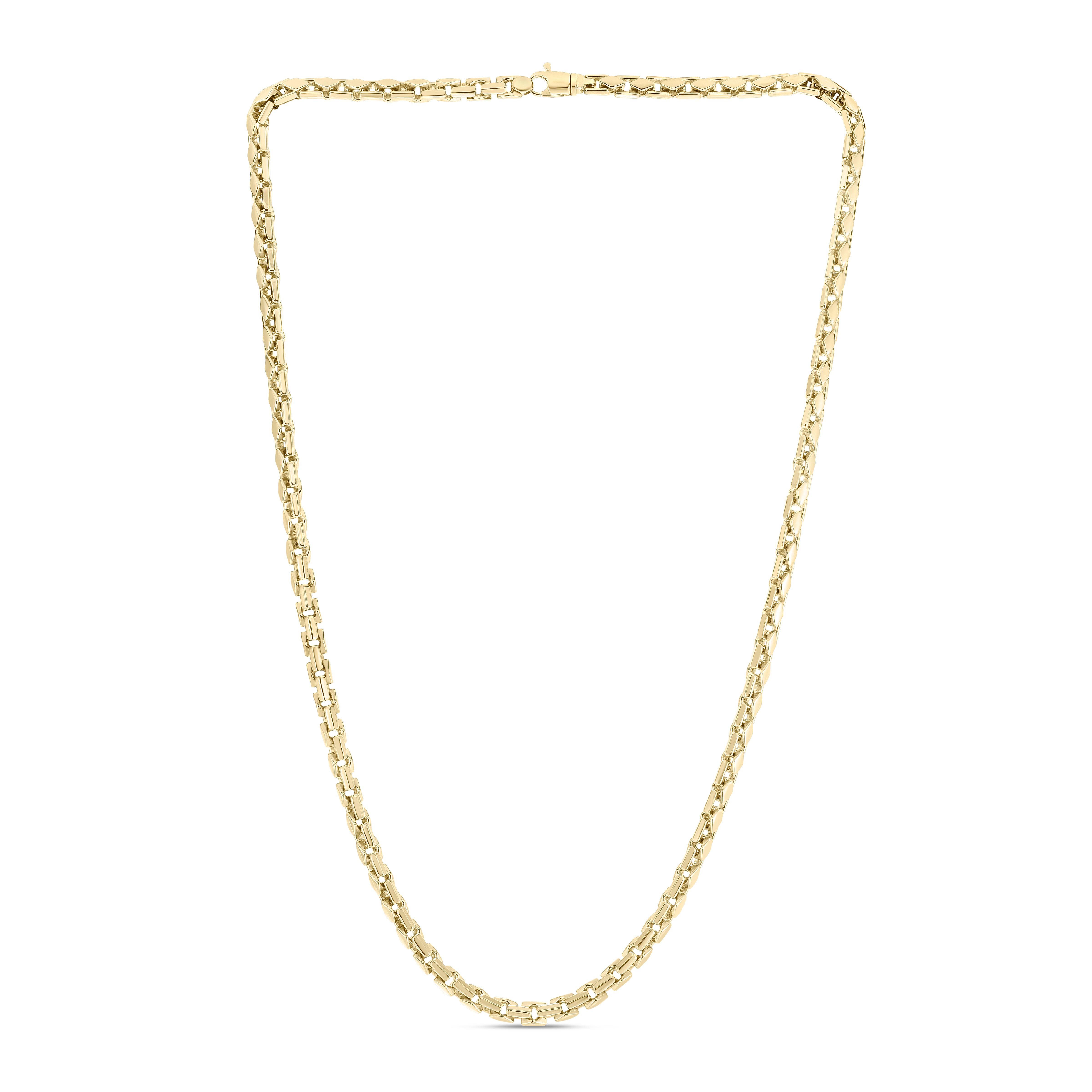 14K Yellow Gold 5mm Men's Fancy Box 22" Chain Necklace with Lobster Clasp.