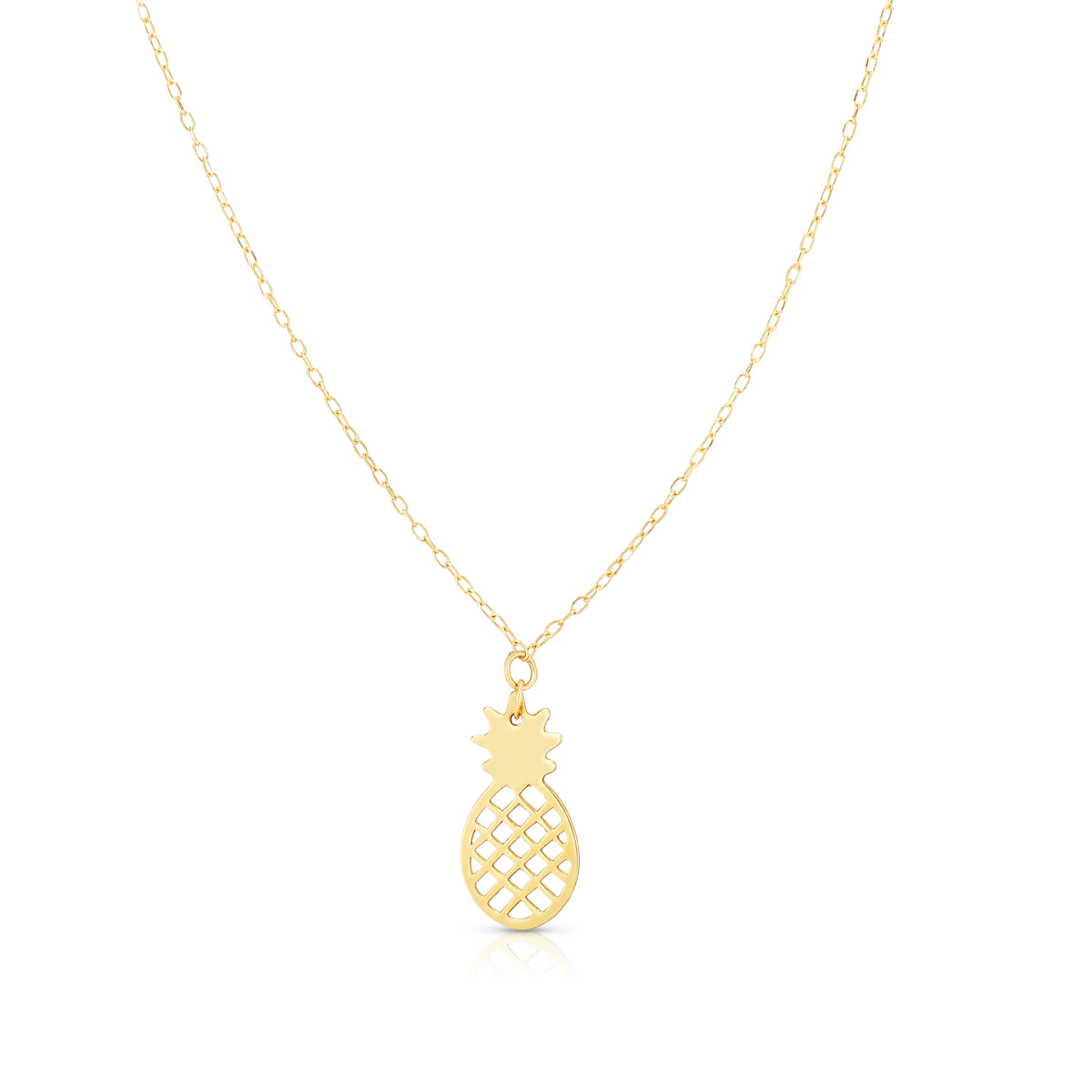 14K Yellow Gold 18" Polished Pineapple Necklace