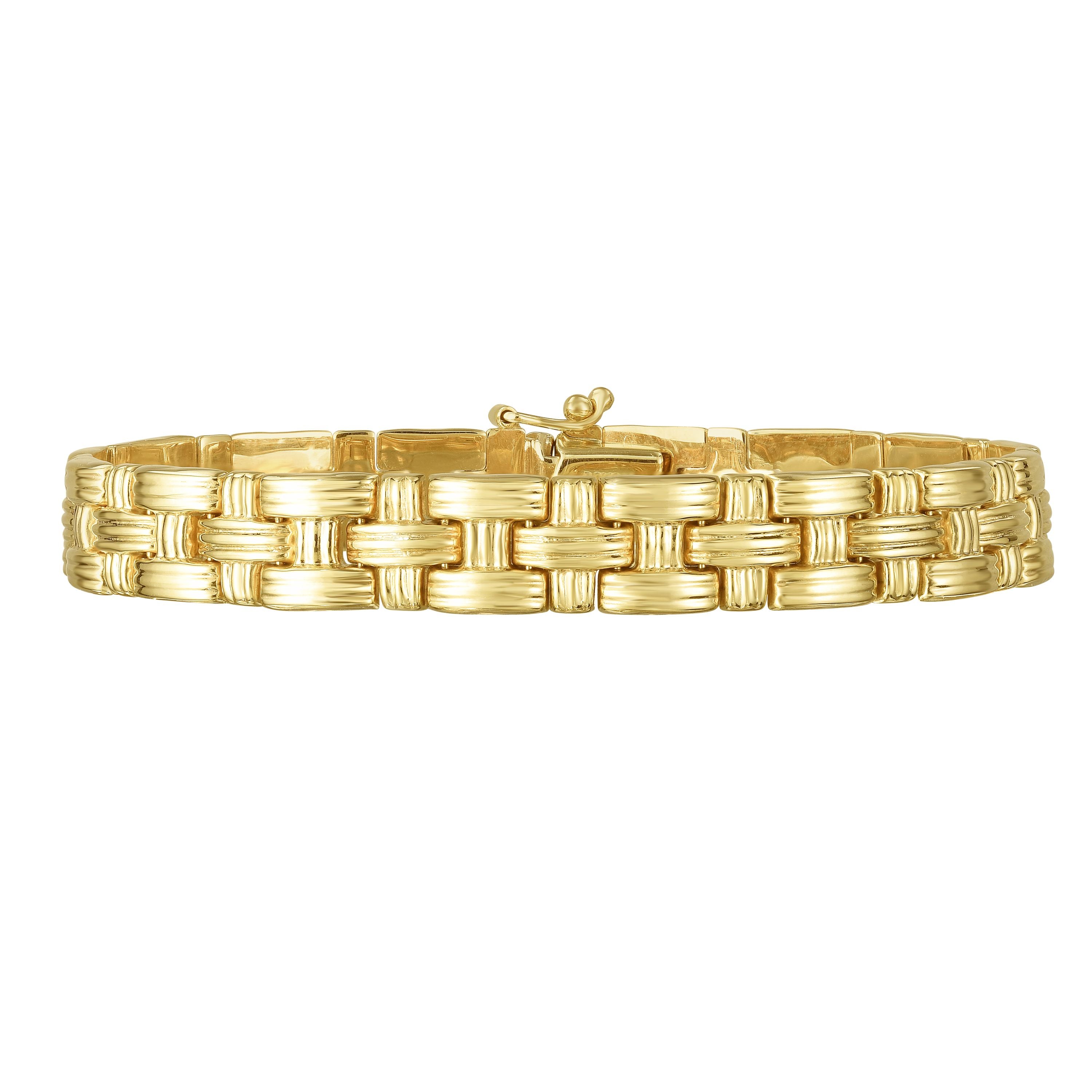 14K Yellow Gold 7.25" Basketweave Bracelet