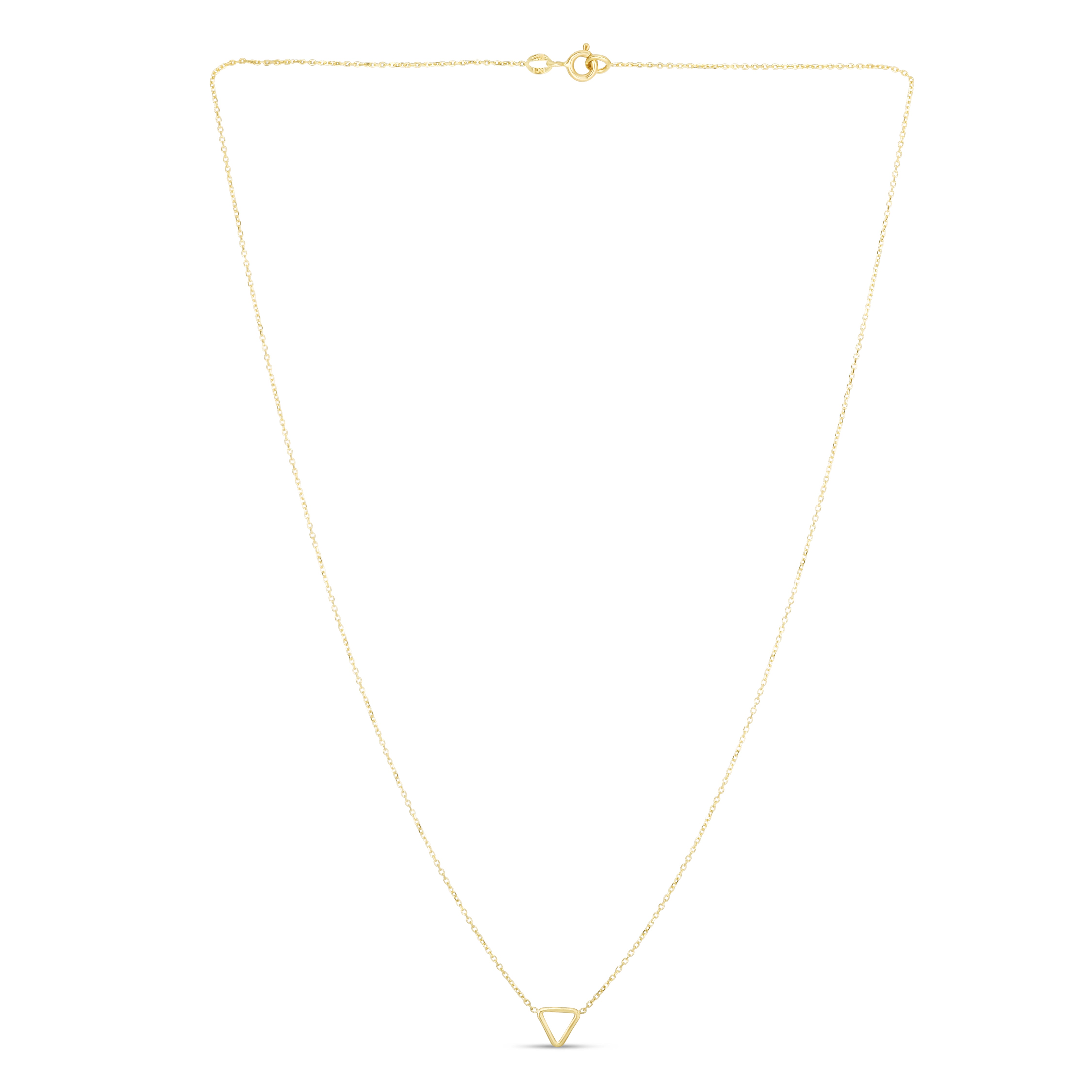 14K Yellow Gold 17" Polished Mini Open Triangle Necklace