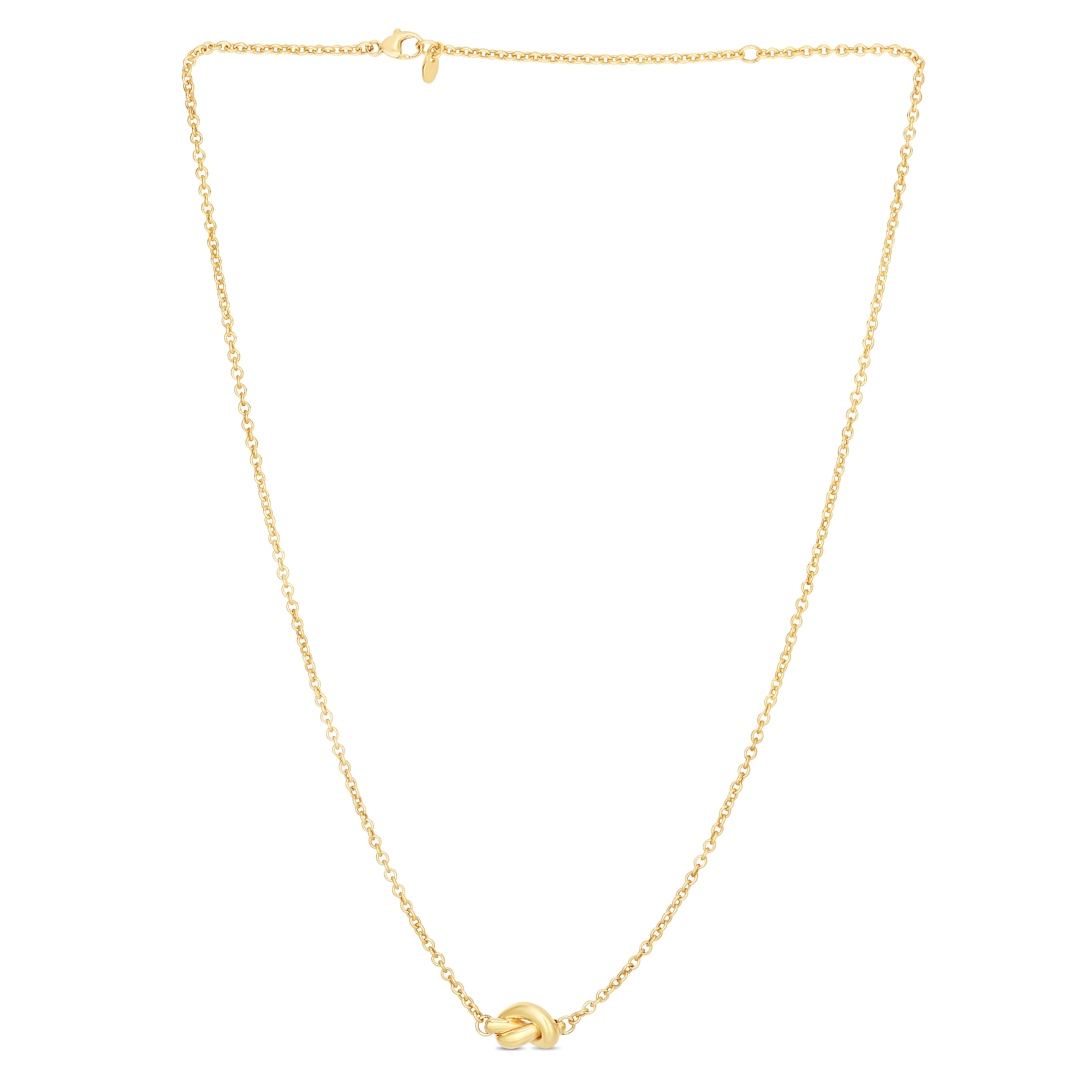 14K Yellow Gold 18" Polished Puffed Love Knot Necklace