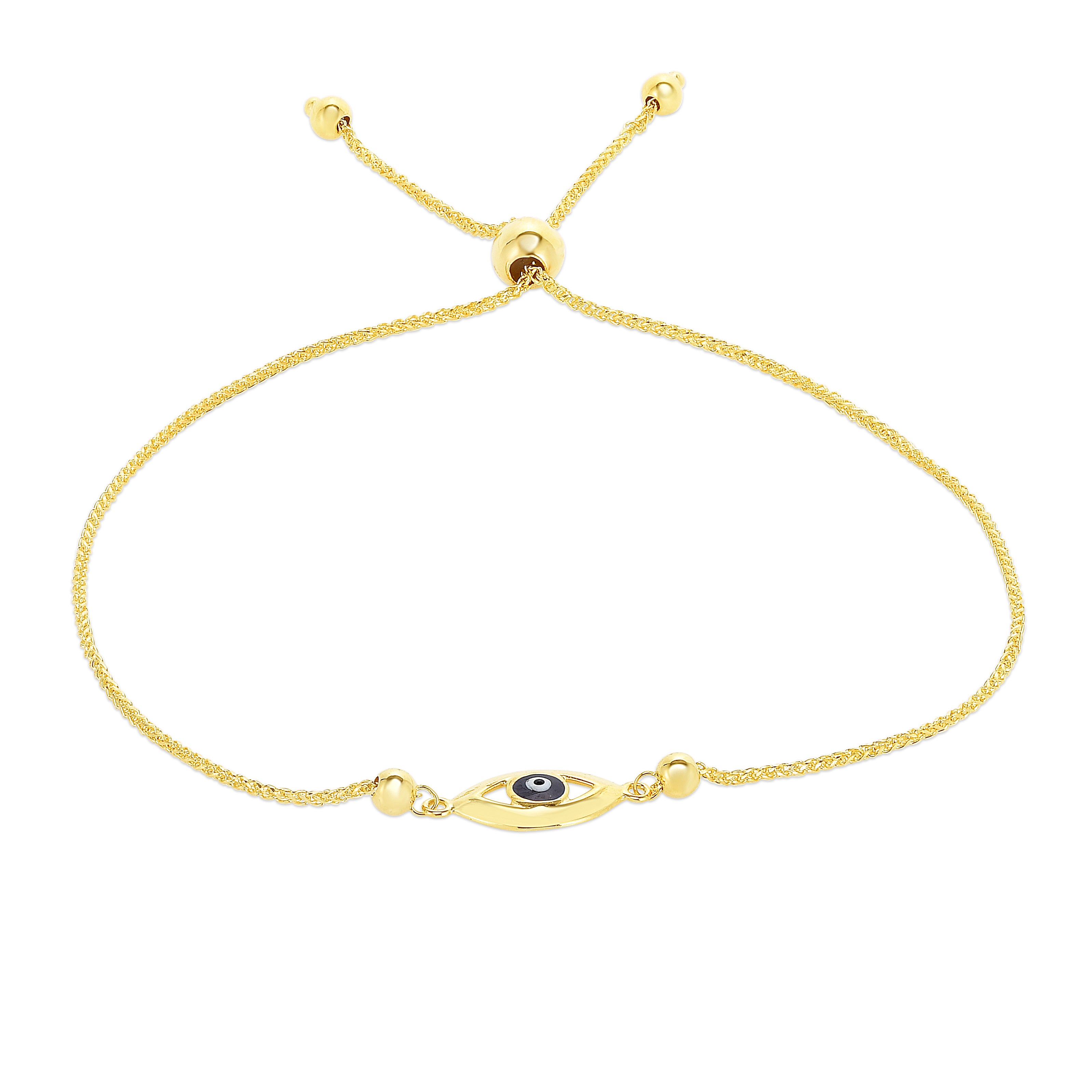 14K Yellow Gold 9.25" Eye Friendship Bracelet  