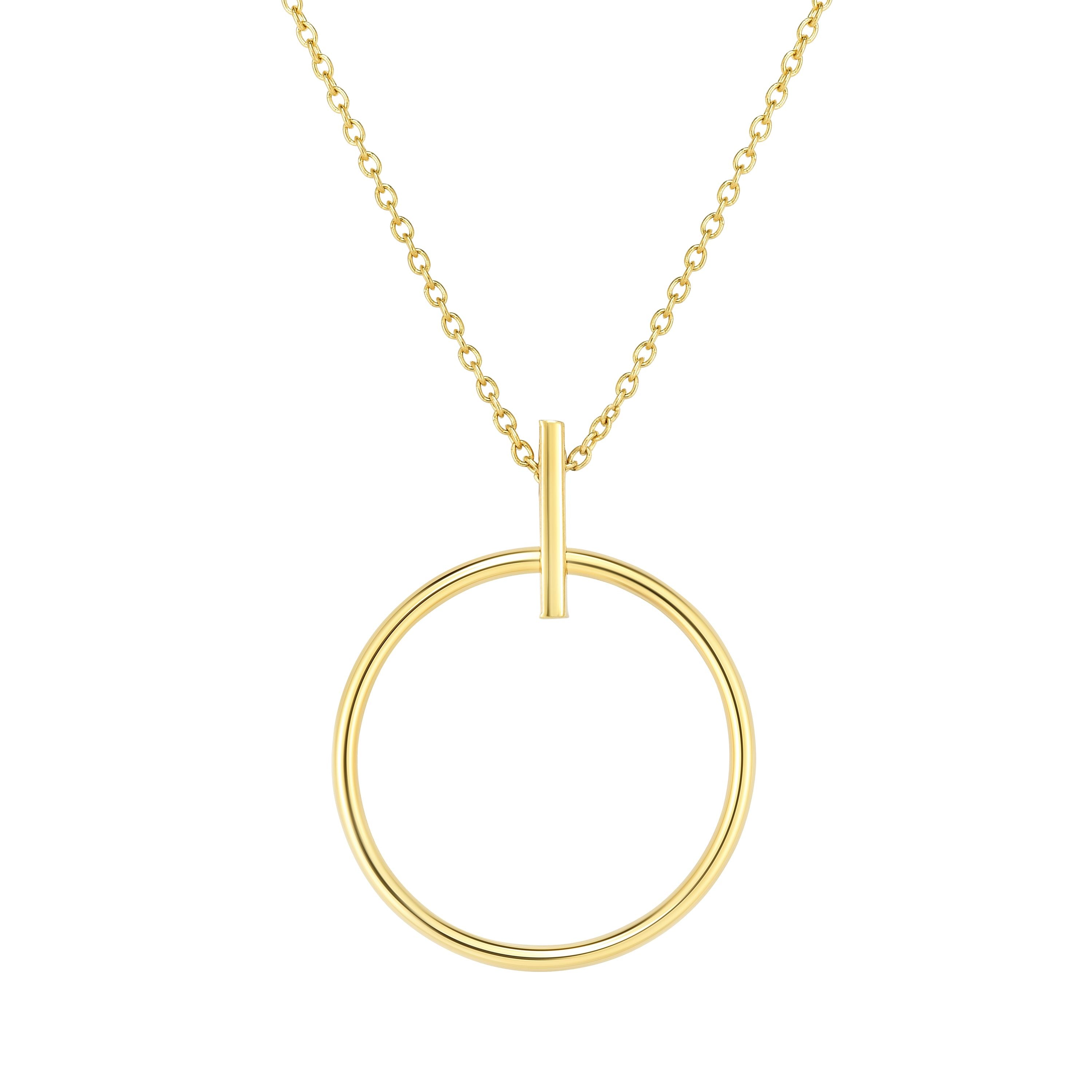 14K Yellow Gold 17" Open Circle Necklace