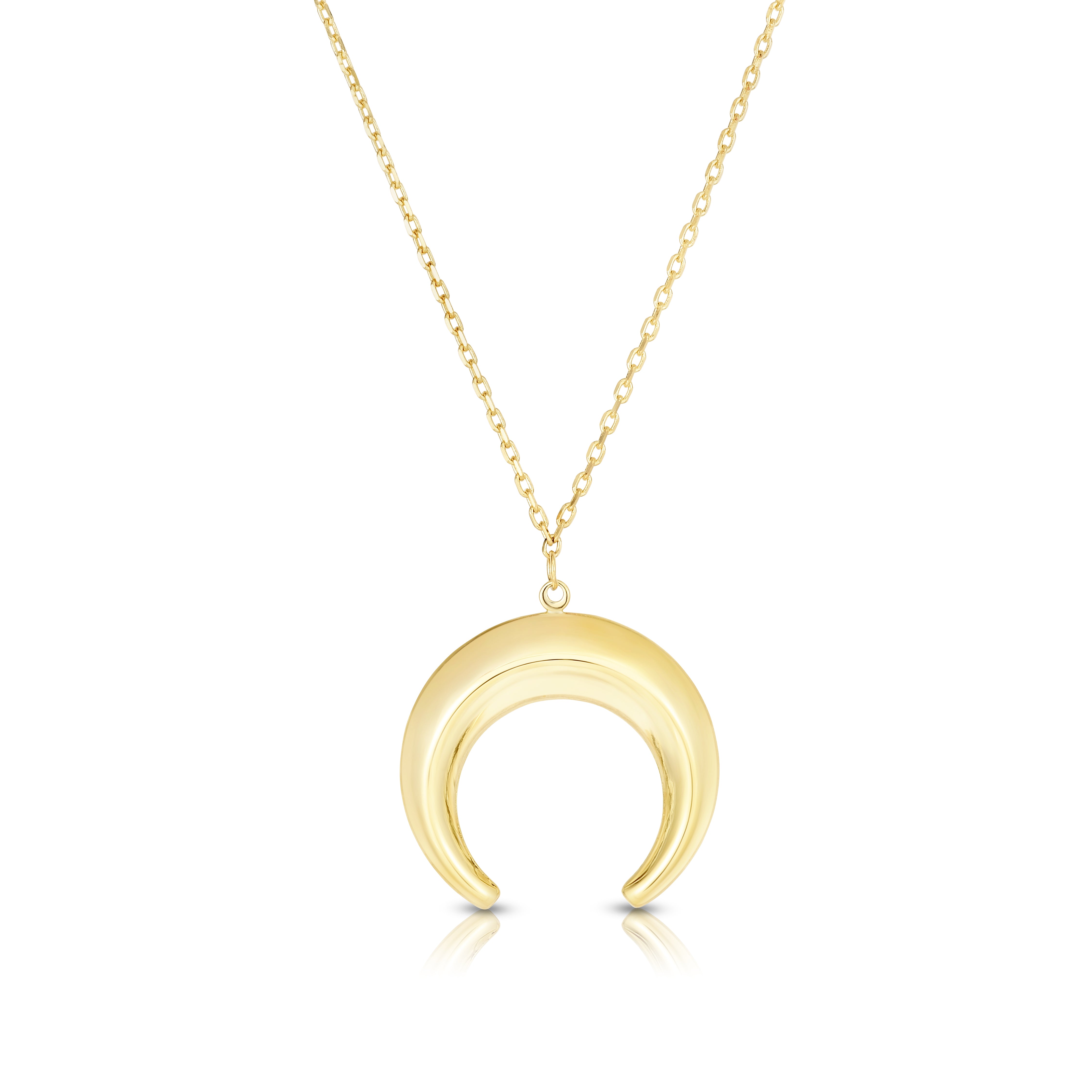 14K Yellow Gold 17" Puffed Crescent Necklace