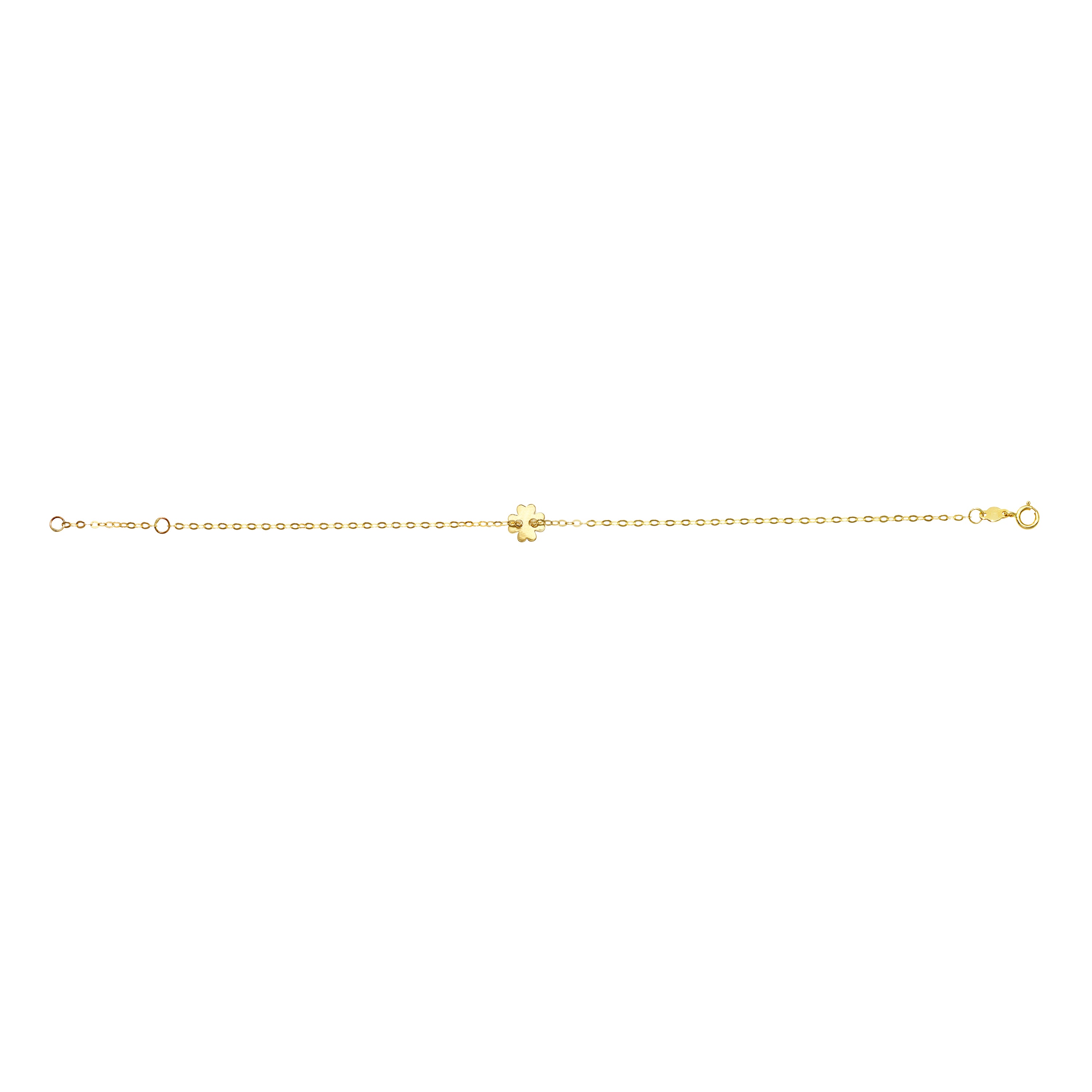 14K Yellow Gold 07" Polished Clover Bracelet