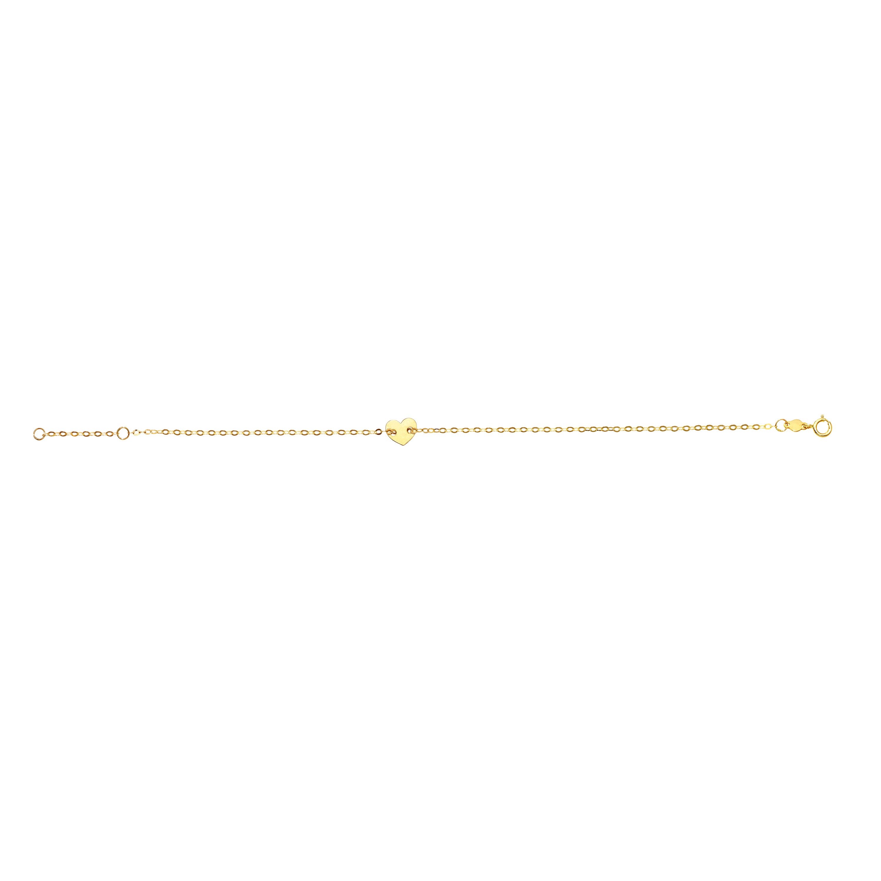 14K Yellow Gold 07" Polished Heart Bracelet