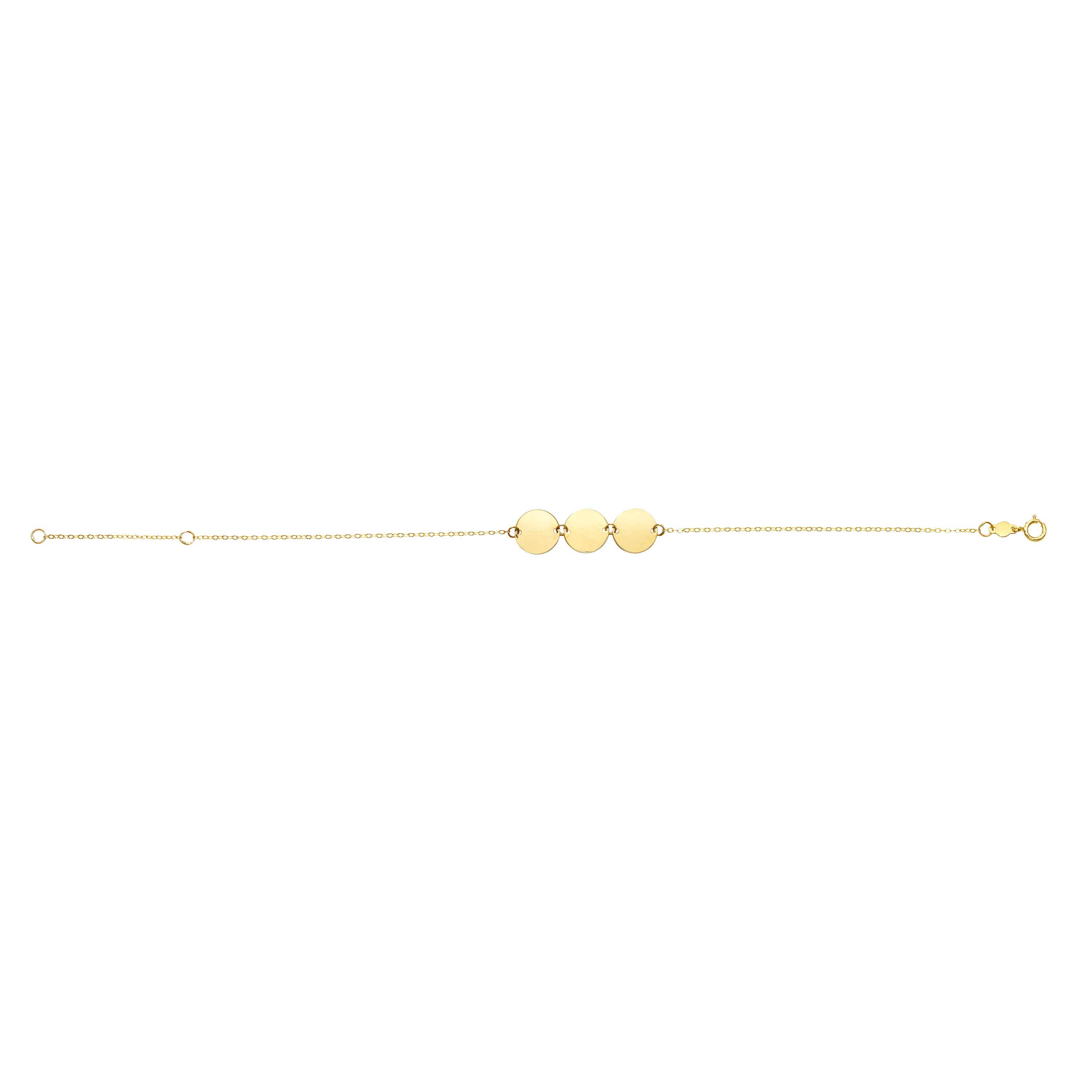 14K Yellow Gold 07" Polished Triple Circle Bracelet