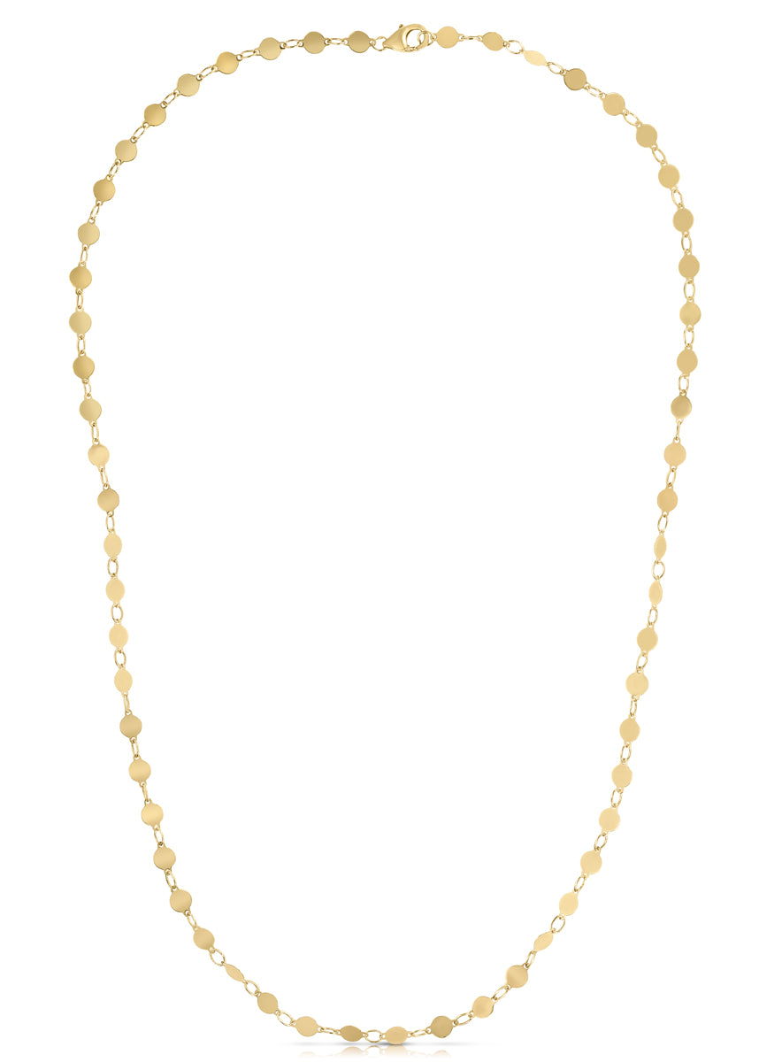 14K Yellow Gold 30" Polished Mirror Chain Necklace