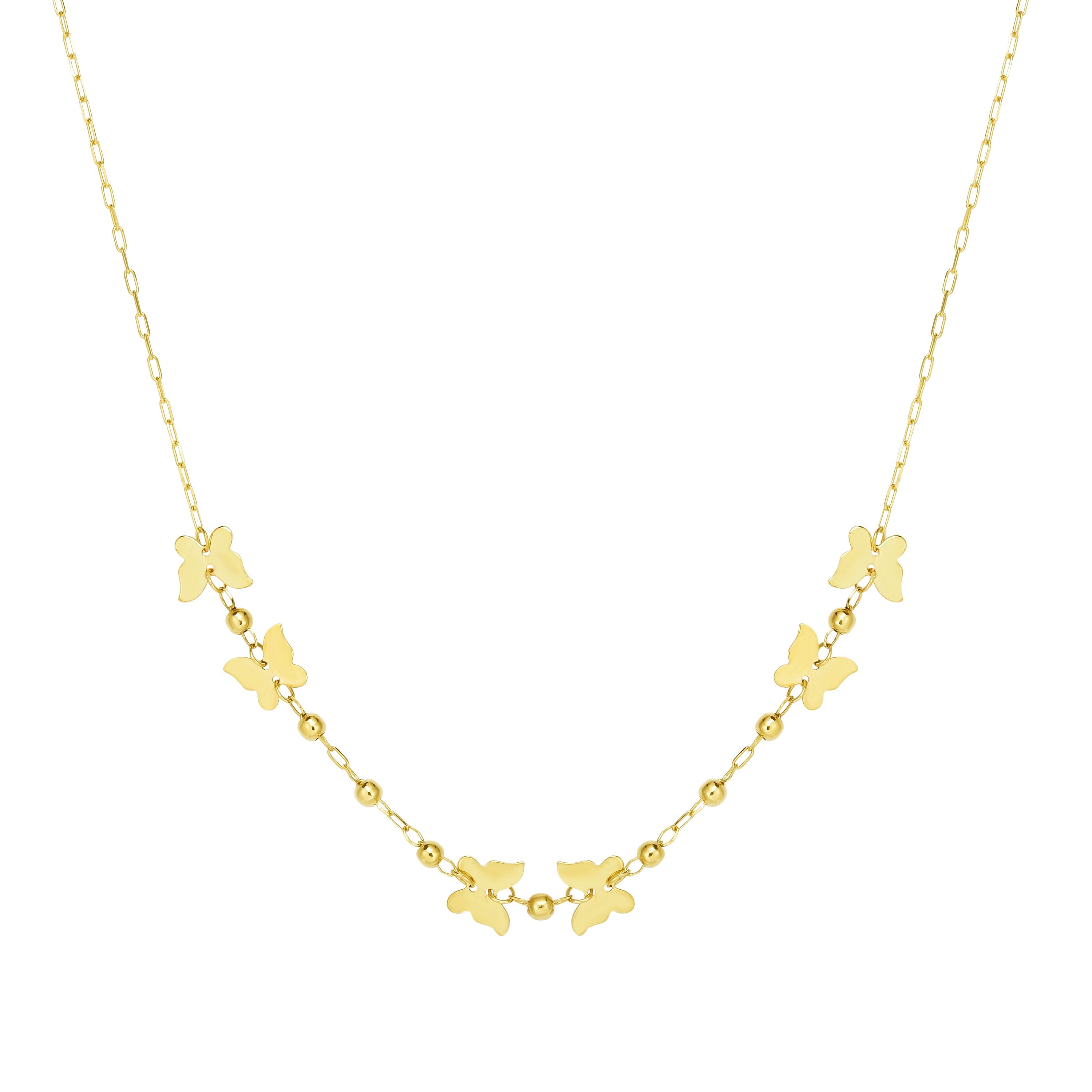 14K Yellow Gold 18" Butterfly Necklace