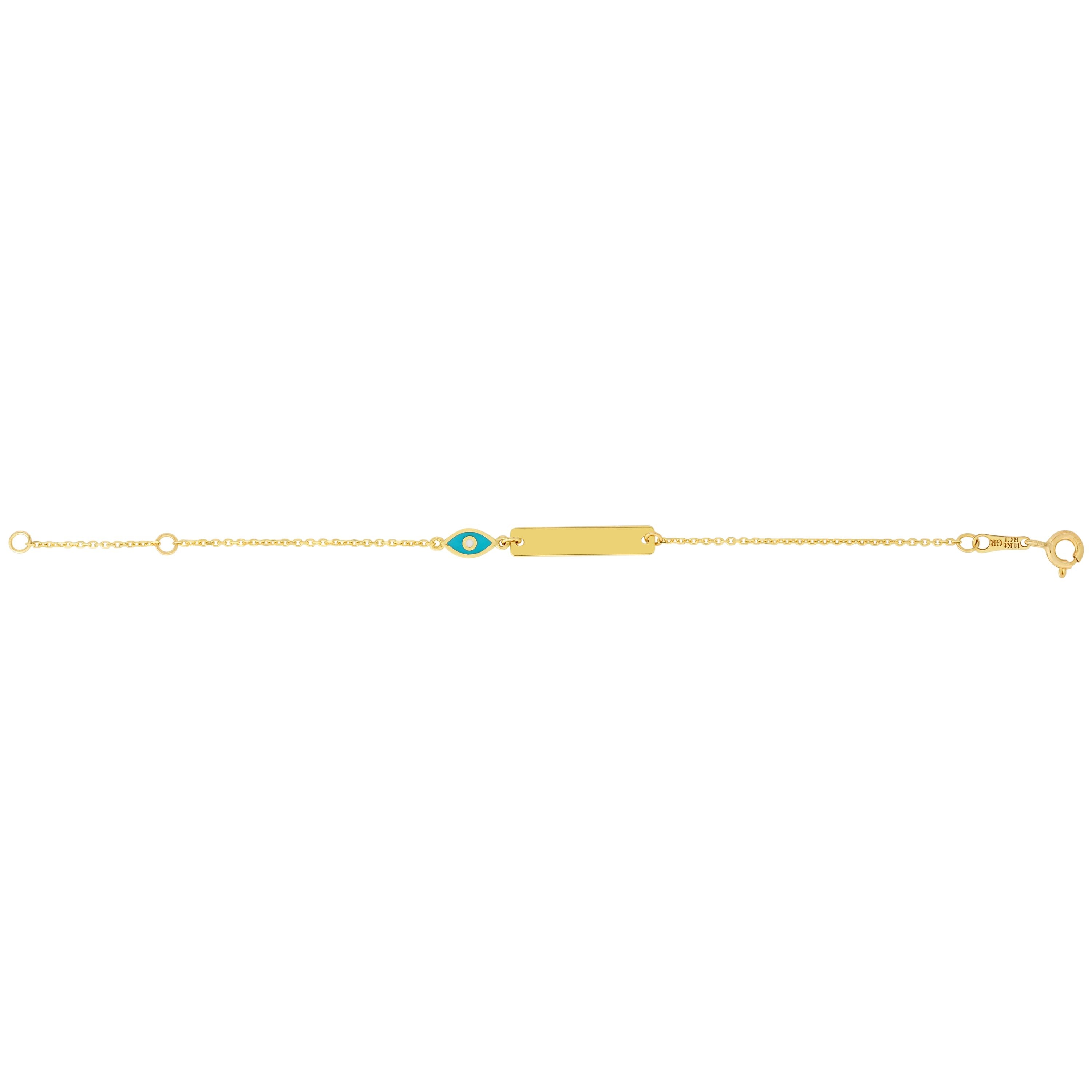 14K Yellow Gold 5.5" Children's Evil Eye ID Bracelet