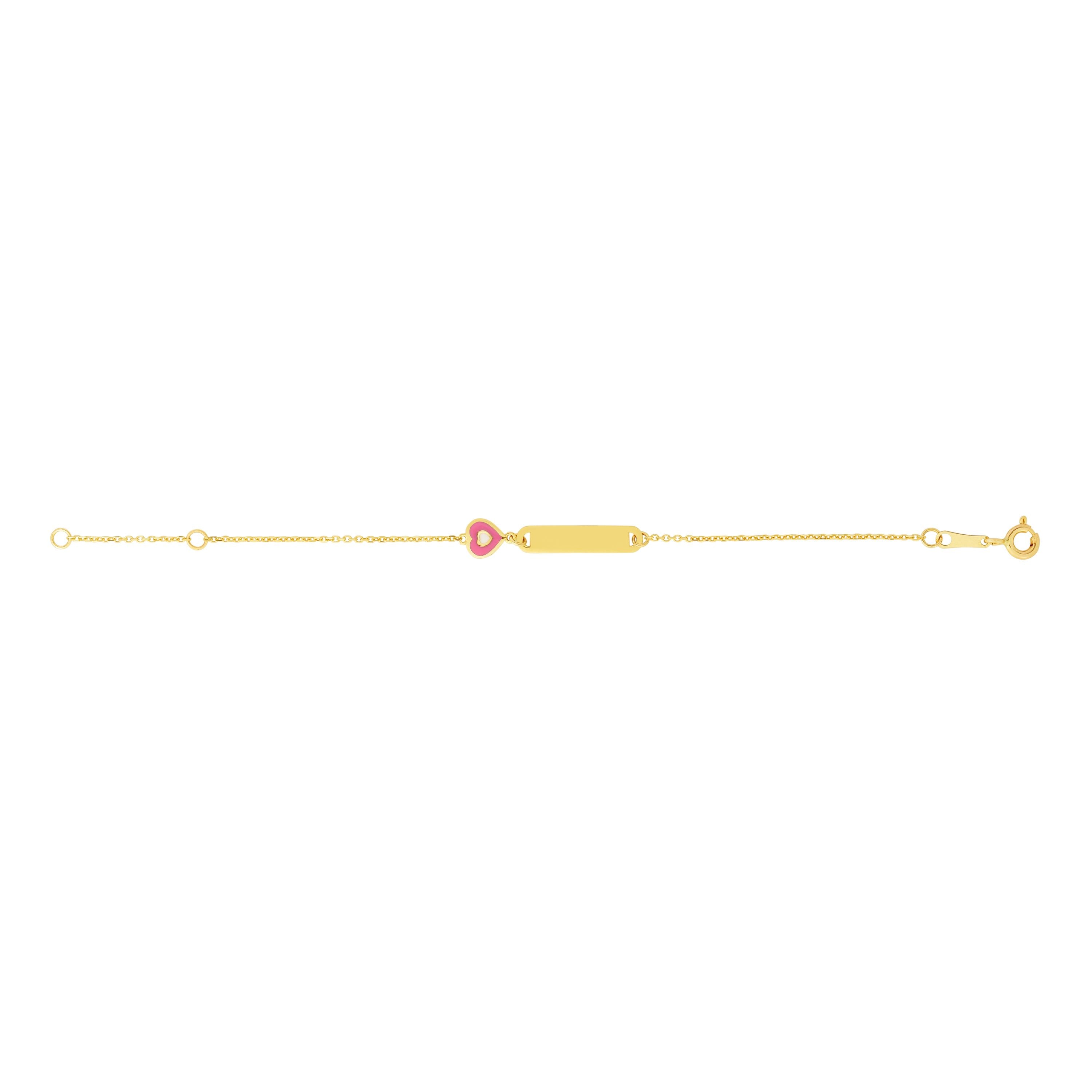 14K Yellow Gold 5.5"  Children's Enamle Strawberry Bracelet