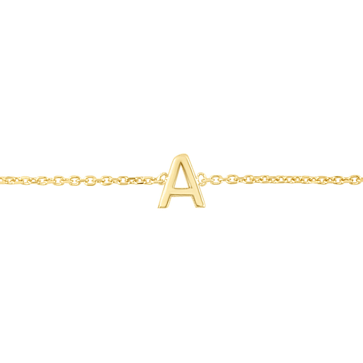 14K Yellow Gold 18" Mini Initial A Necklace