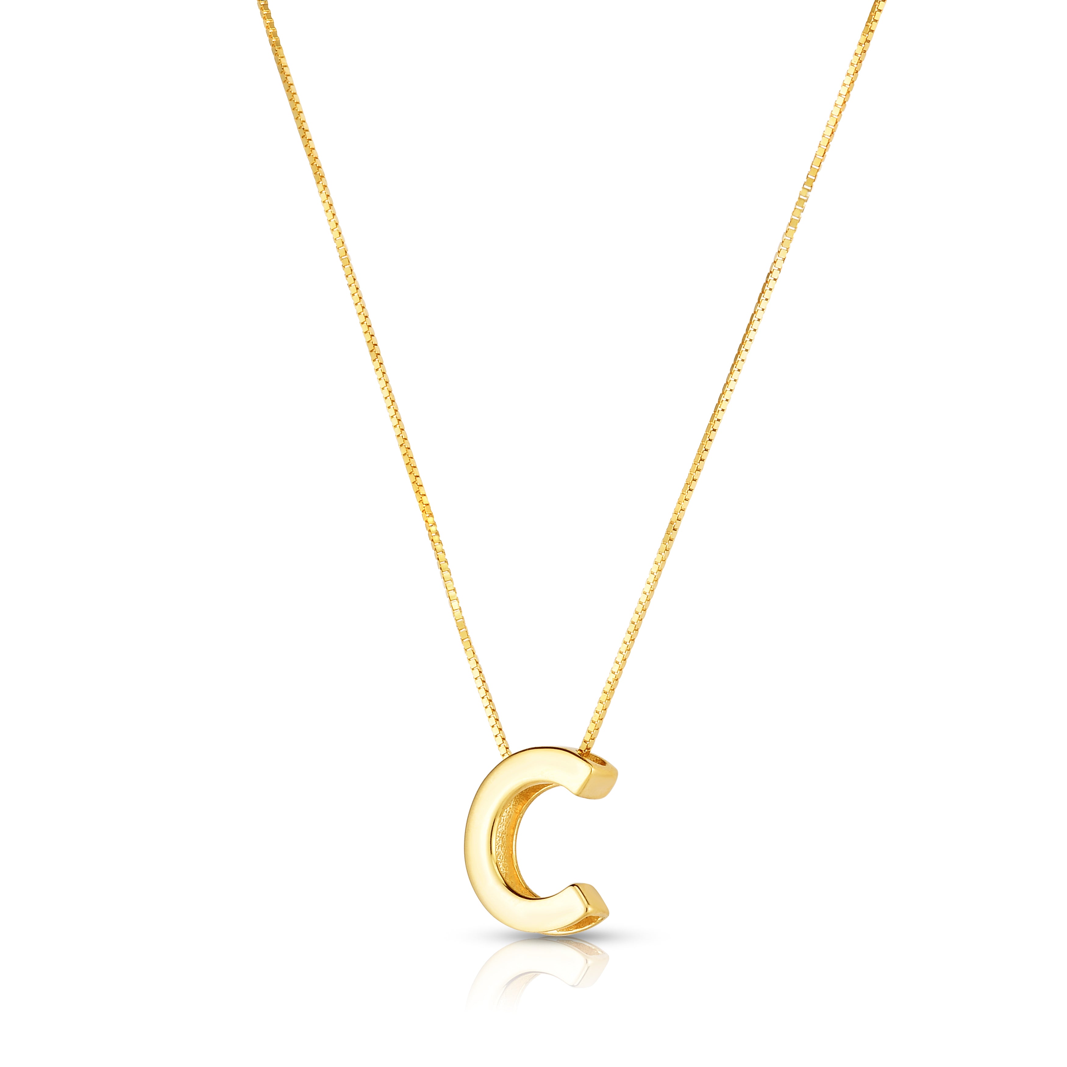 14K Yellow Gold Yours Truly Block Letter Initial C 18" Necklace