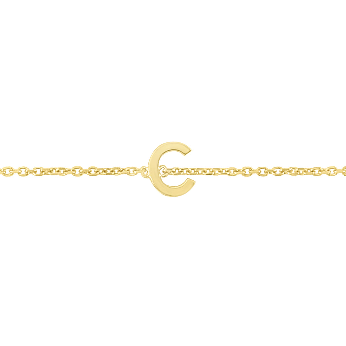 14K Yellow Gold 18" Mini Initial C Necklace