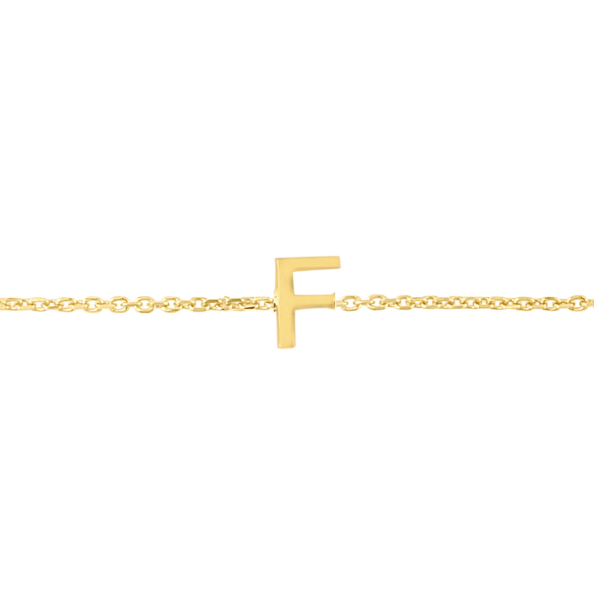 14K Yellow Gold 18" Mini Initial F Necklace