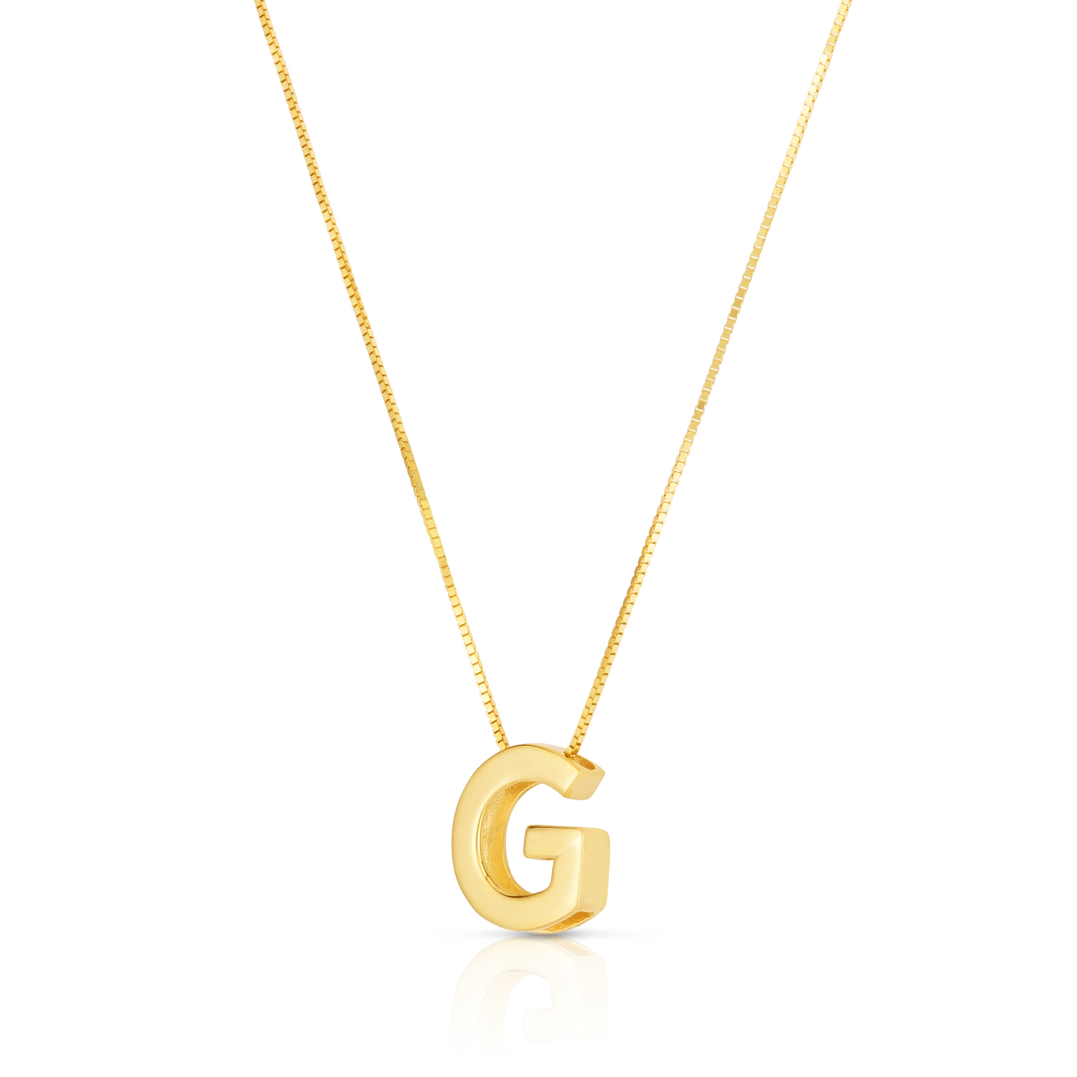 14K Yellow Gold Yours Truly Block Letter Initial G 18" Necklace