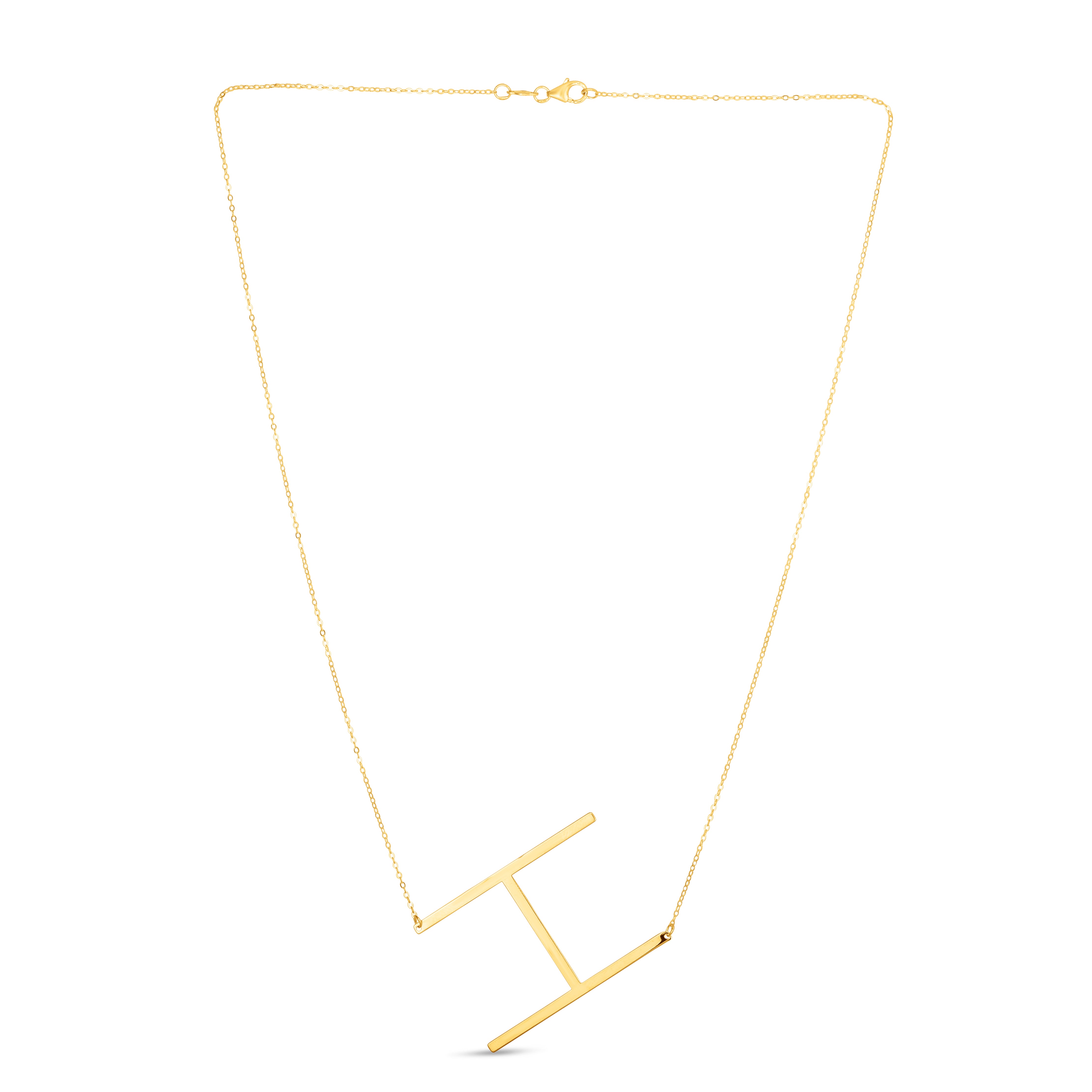 14K Yellow Gold Yours Truly Large Initial H 18" Necklace