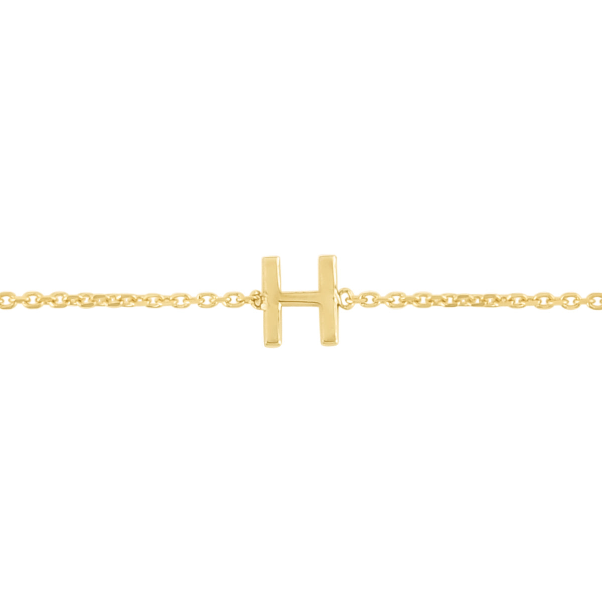 14K Yellow Gold 18" Mini Initial H Necklace