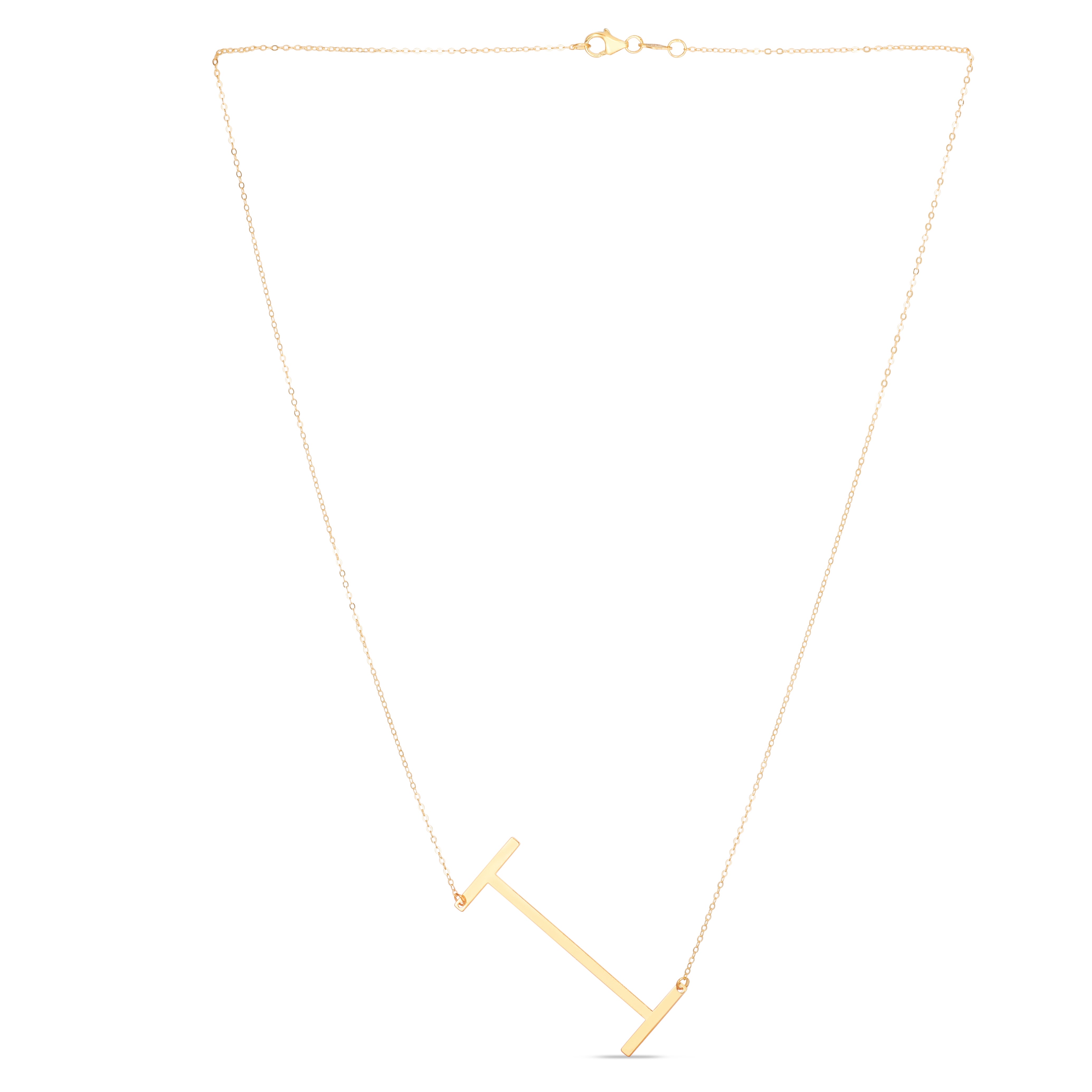 14K Yellow Gold Yours Truly Large Initial I 18" Necklace