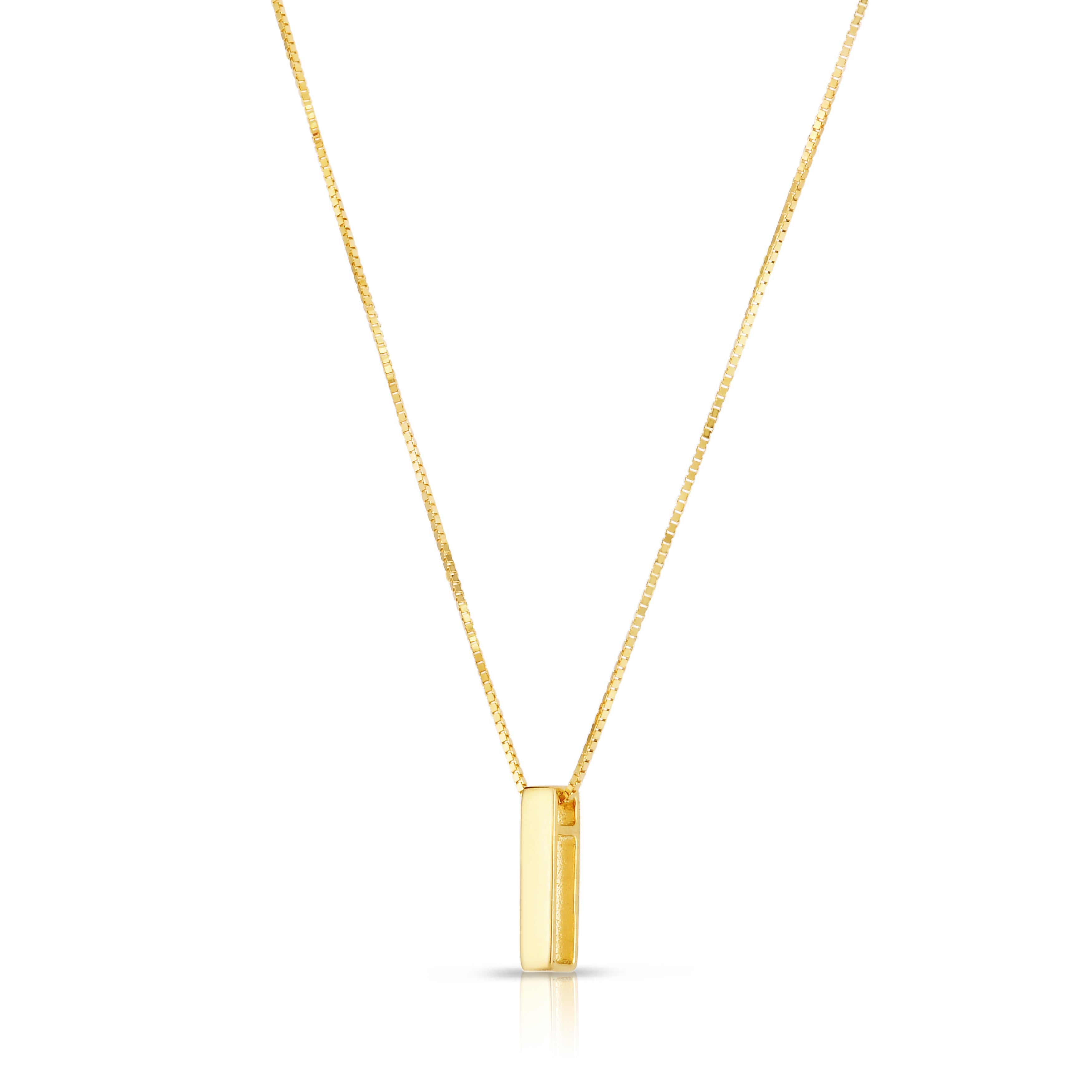 14K Yellow Gold Yours Truly Block Letter Initial I 18" Necklace