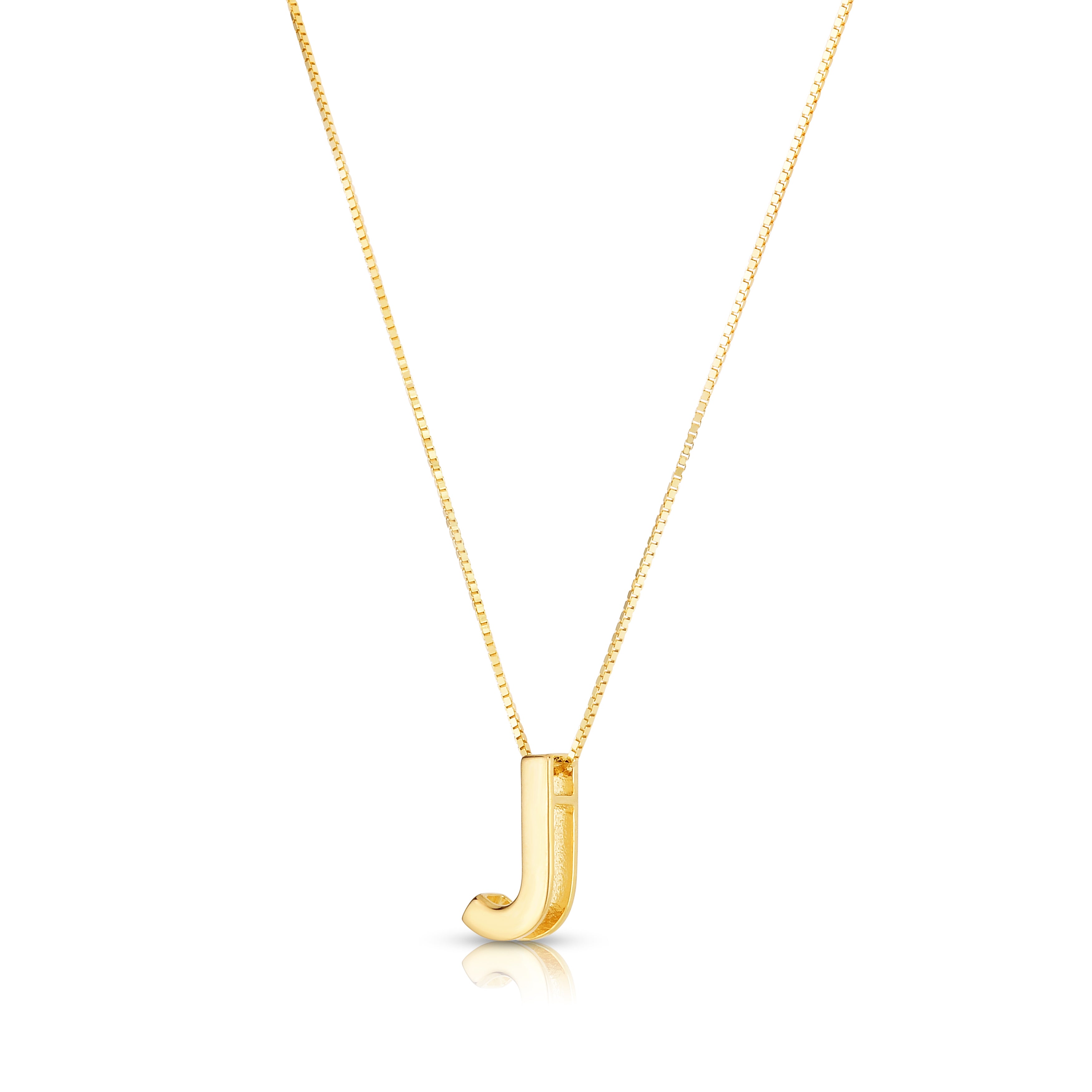 14K Yellow Gold Yours Truly Block Letter Initial J 18" Necklace