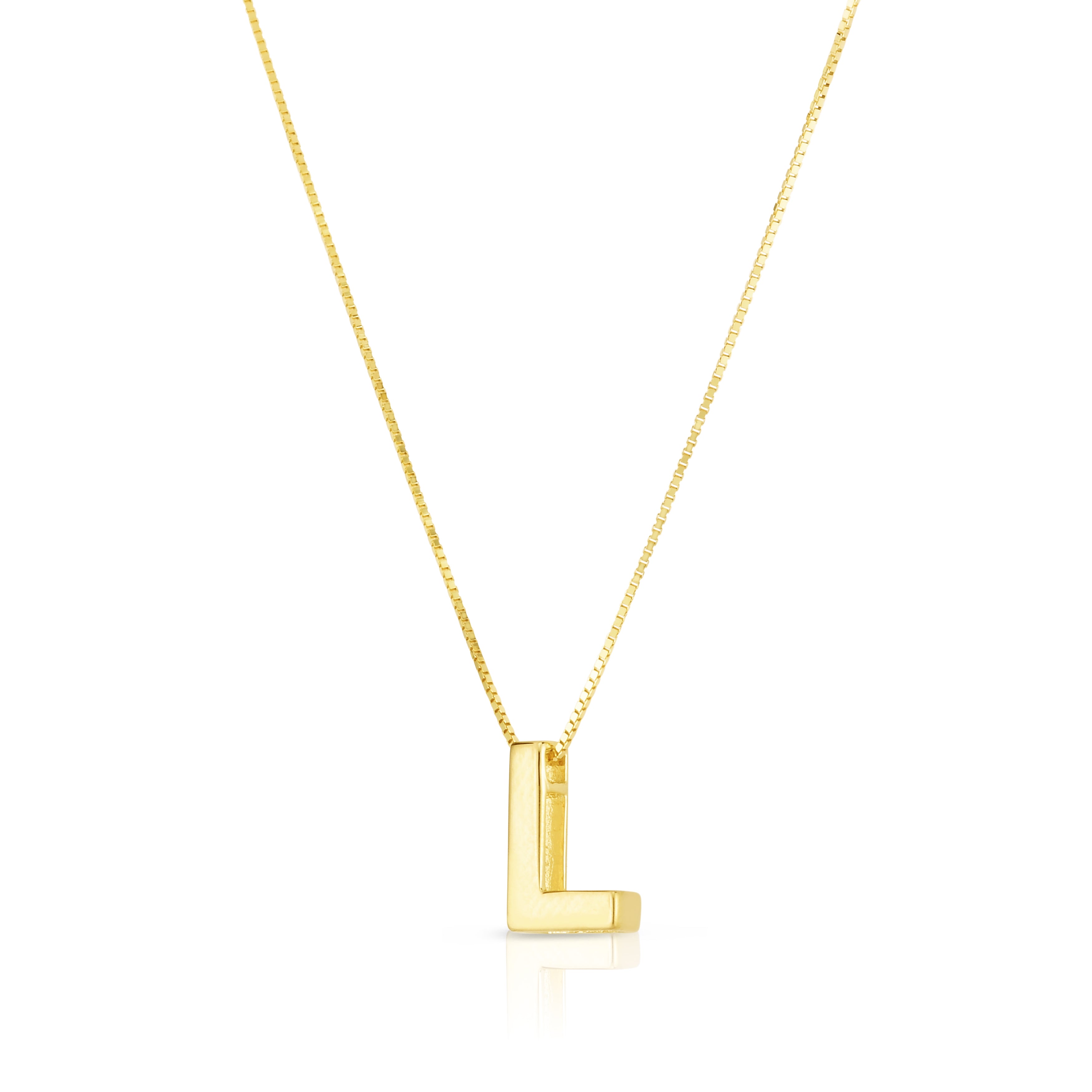 14K Yellow Gold Yours Truly Block Letter Initial L 18" Necklace