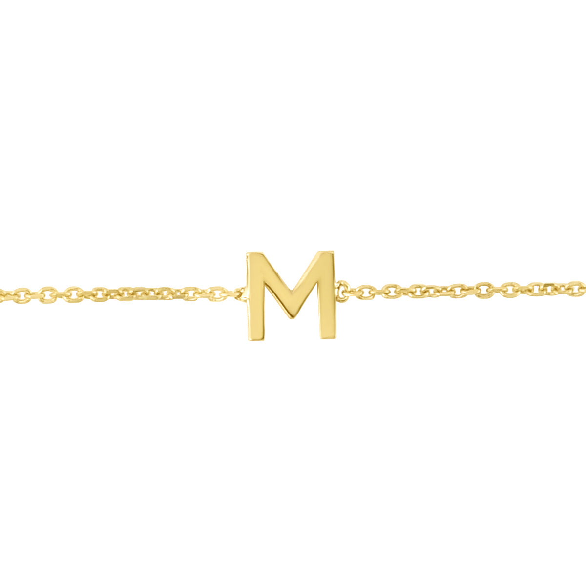 14K Yellow Gold 18" Mini Initial M Necklace